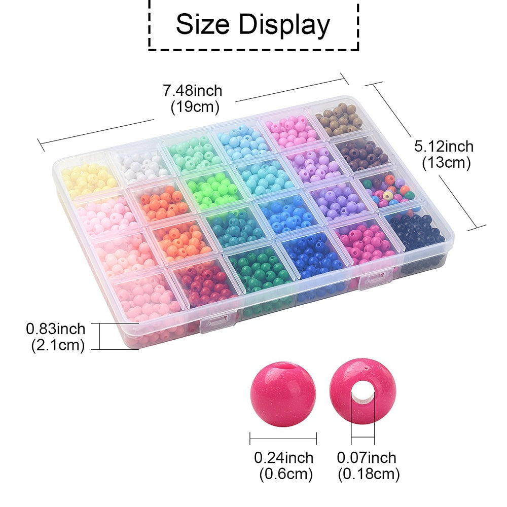 6MM Rainbow Acrylic Round Bead Set, Kit (1560 Beads)