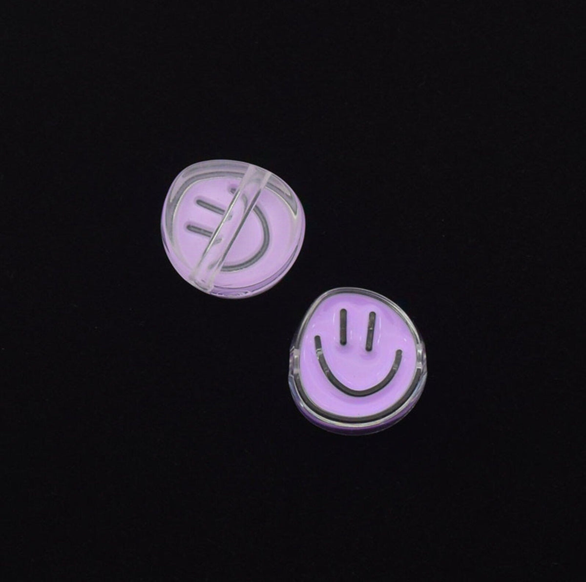 Chunky Lopsided Happy Face Acrylic Bead (21mm x 23mm)