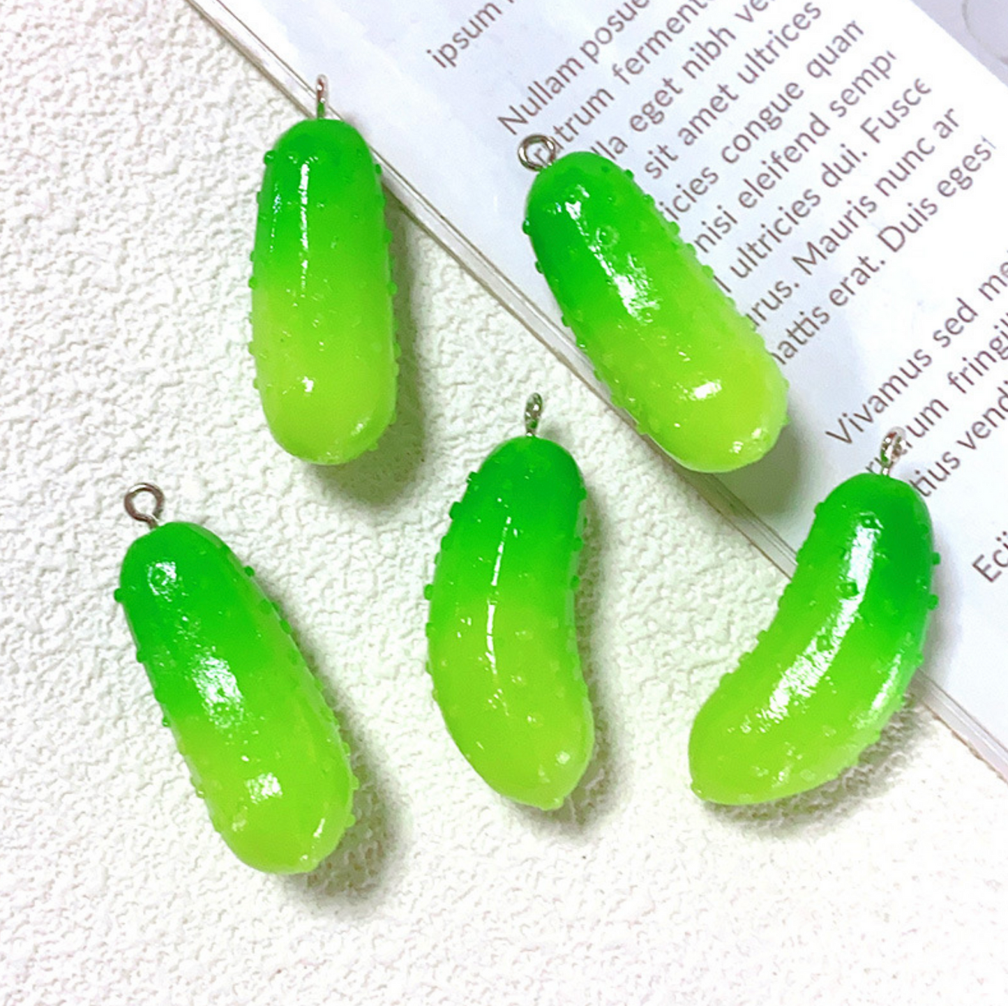 4cm x 1.5cm Green Pickle, Food Themed Charms