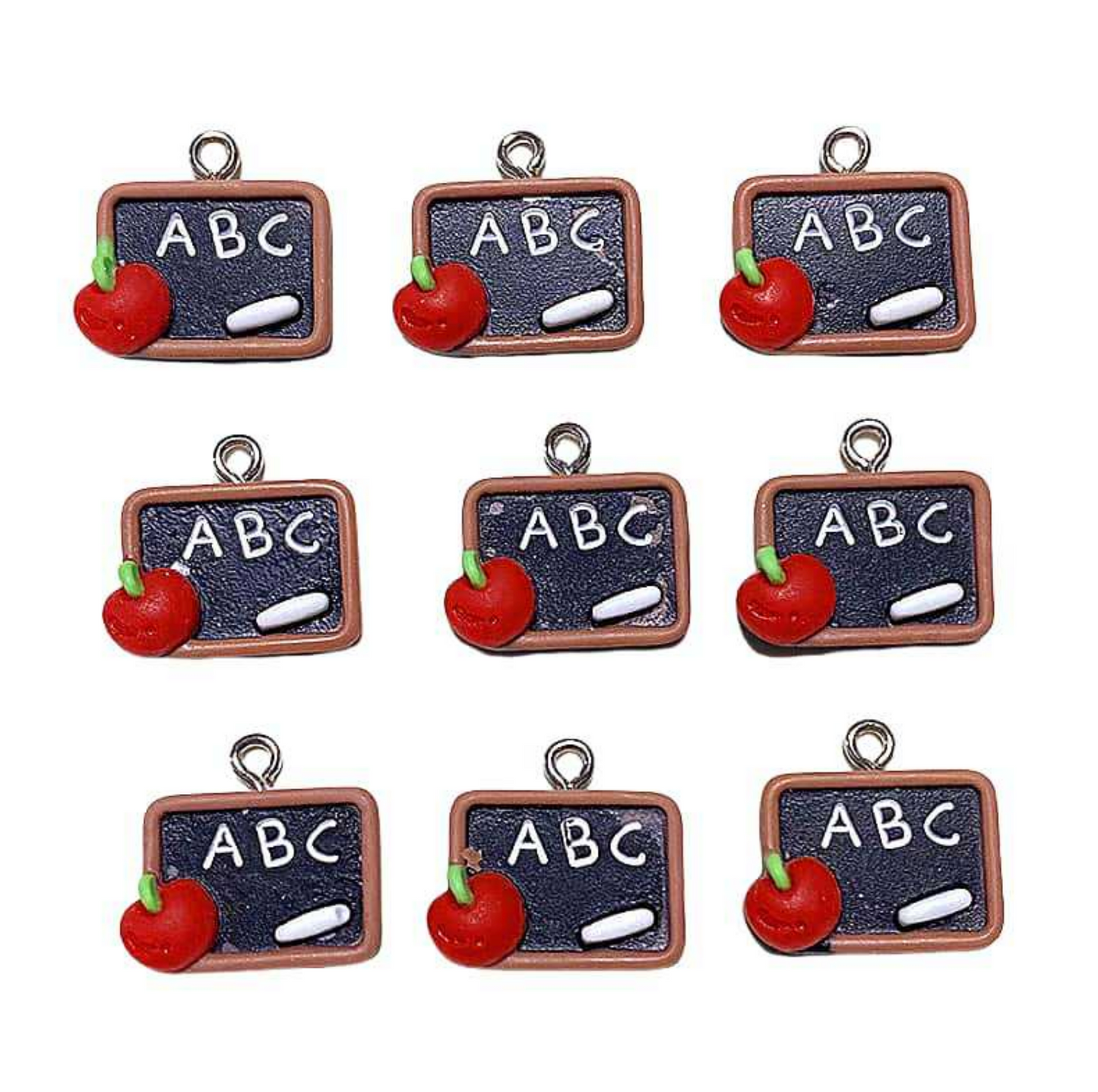 1.9cm x 1.8cm ABC Chalkboard, School Themed Charms