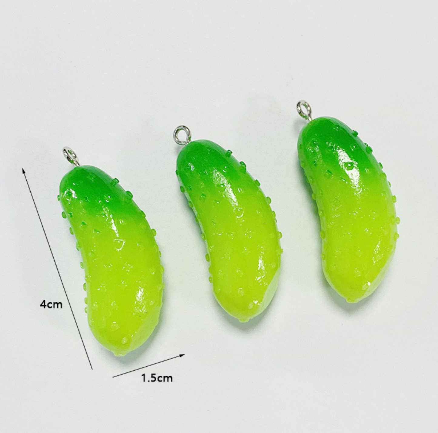 4cm x 1.5cm Green Pickle, Food Themed Charms