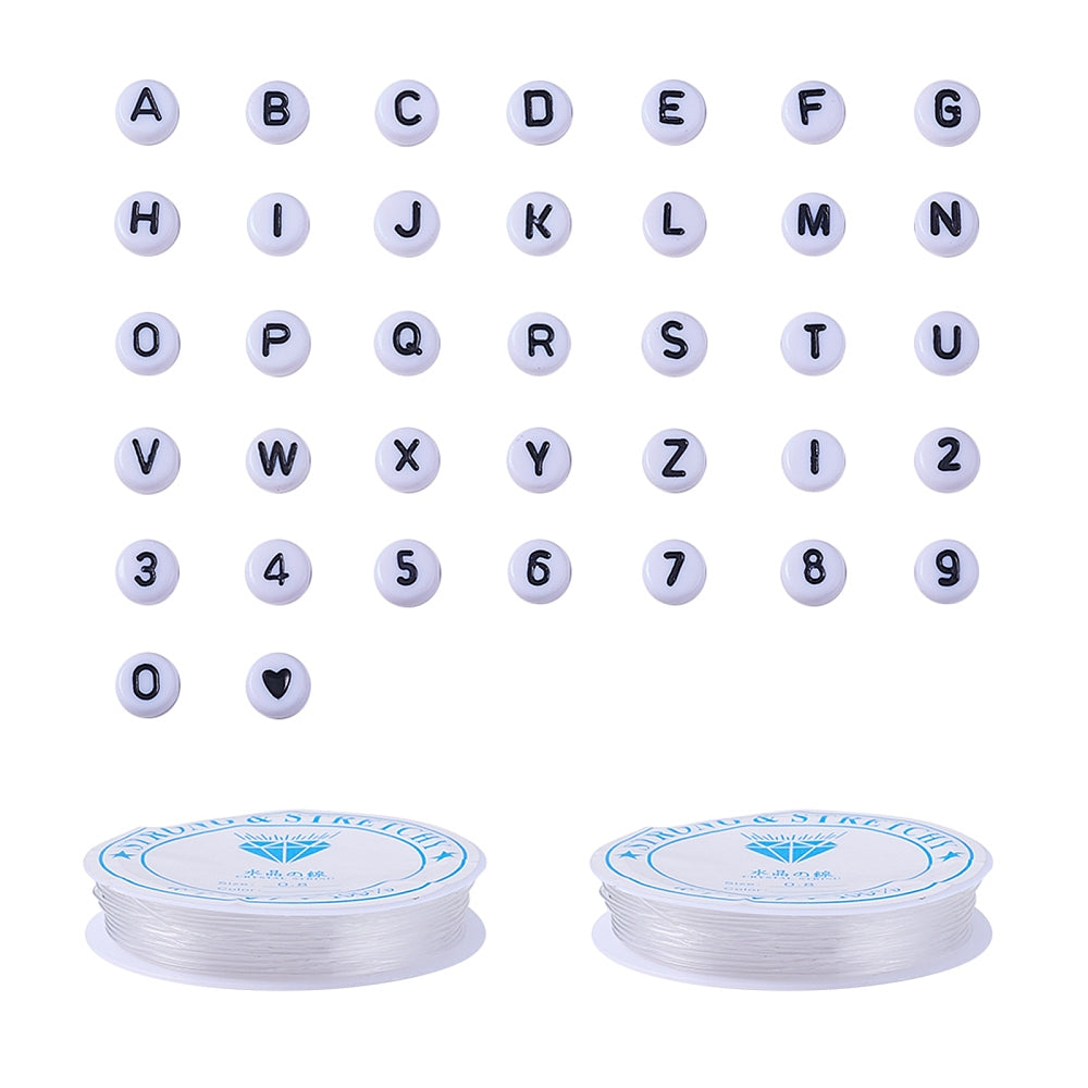 Acrylic Letter & Number Bead Set (1100 Beads + Elastic String) NO BOX