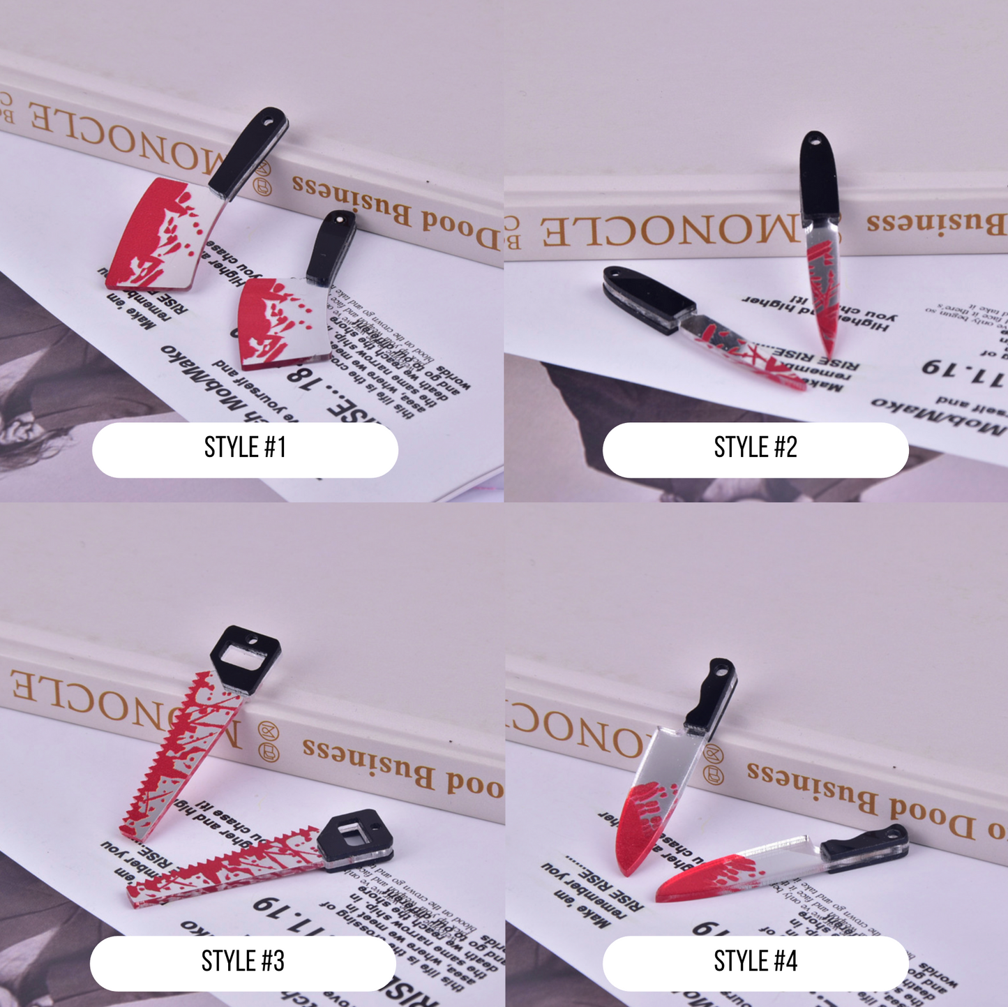 Fake Bloody Knife Charm, Halloween and Horror Themed Acrylic Charm