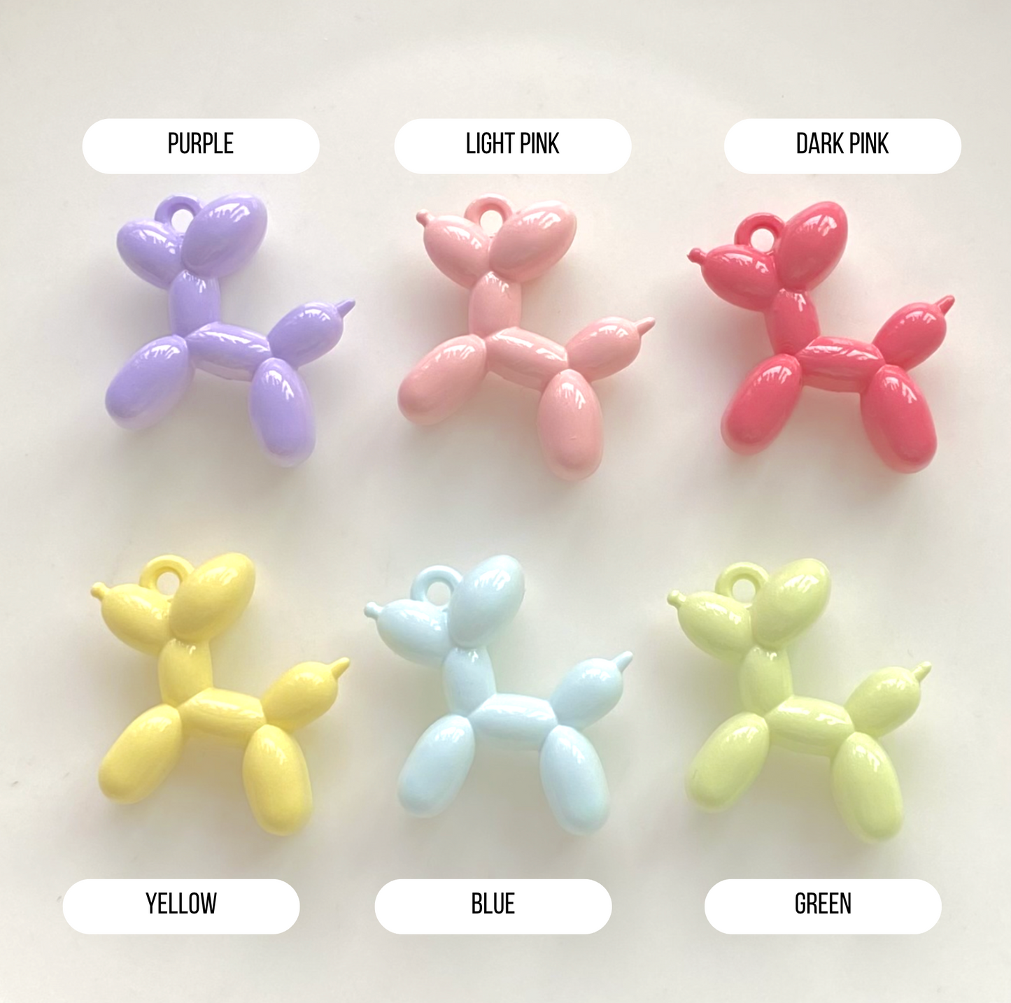3CM Cute Pastel Puffy Balloon Dog Resin Charm