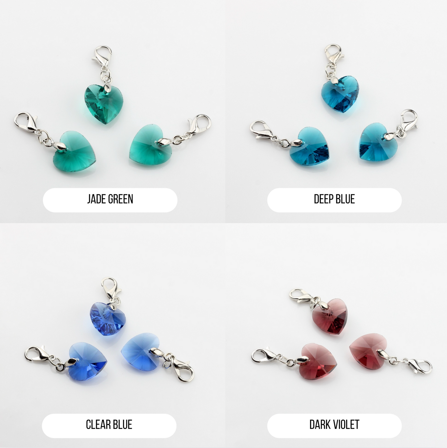 33MM x 14MM Crystal Heart with Lobster Clasp Charm