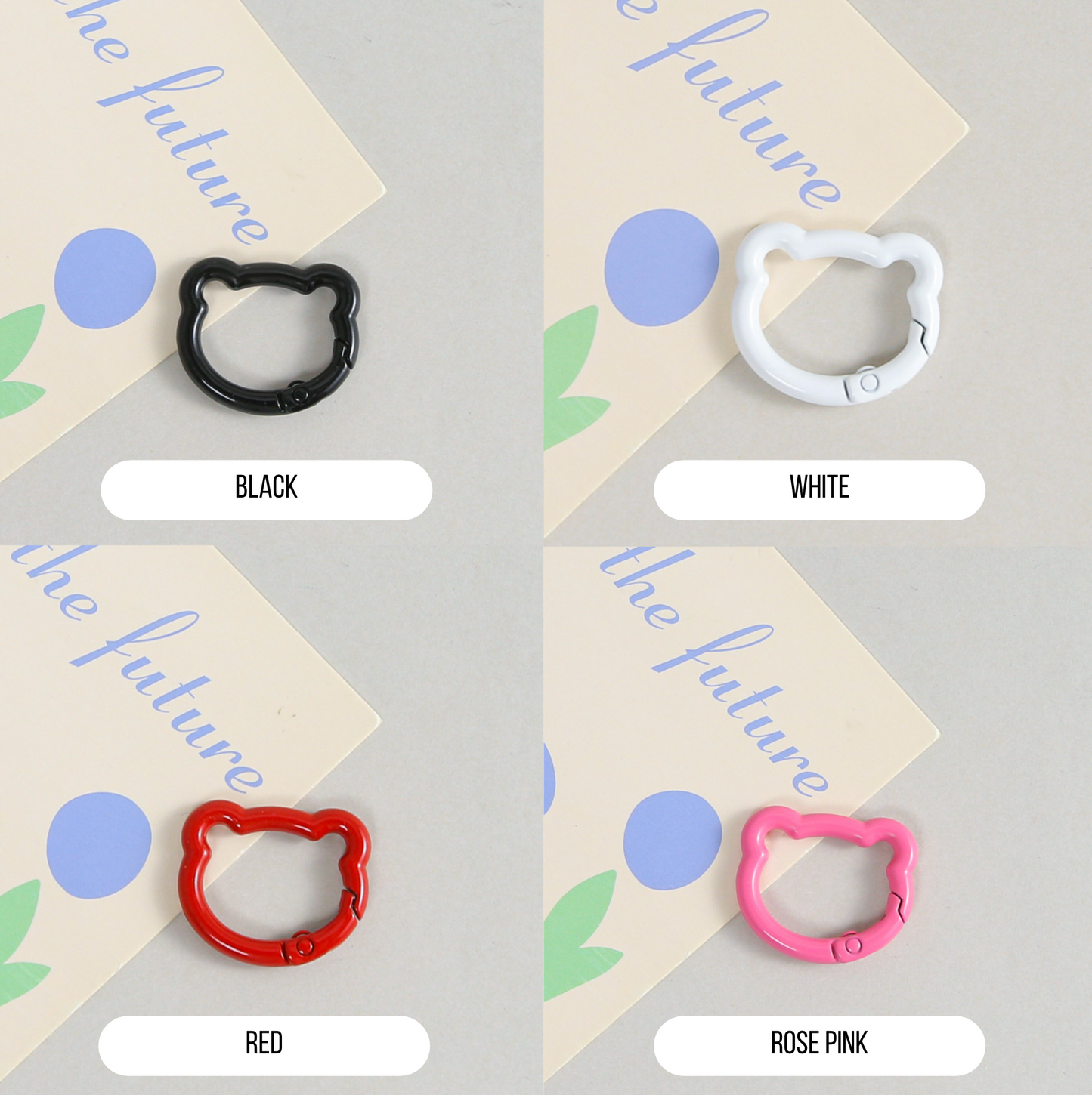 Pastel Spray Painted Metal Bear Head Shaped Key Rings (Color Choices Available)
