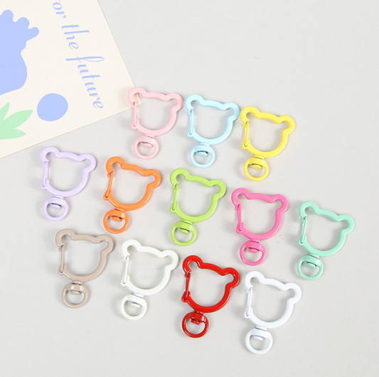 Pastel Metal Bear Head Version 2 Key Rings (Color Choices)