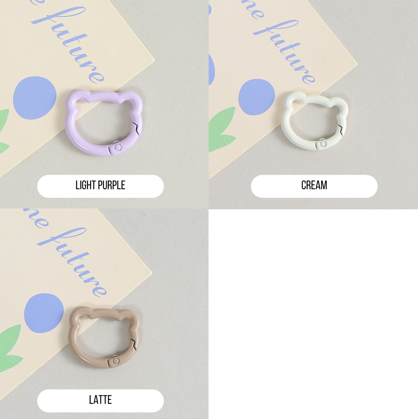 Pastel Spray Painted Metal Bear Head Shaped Key Rings (Color Choices Available)