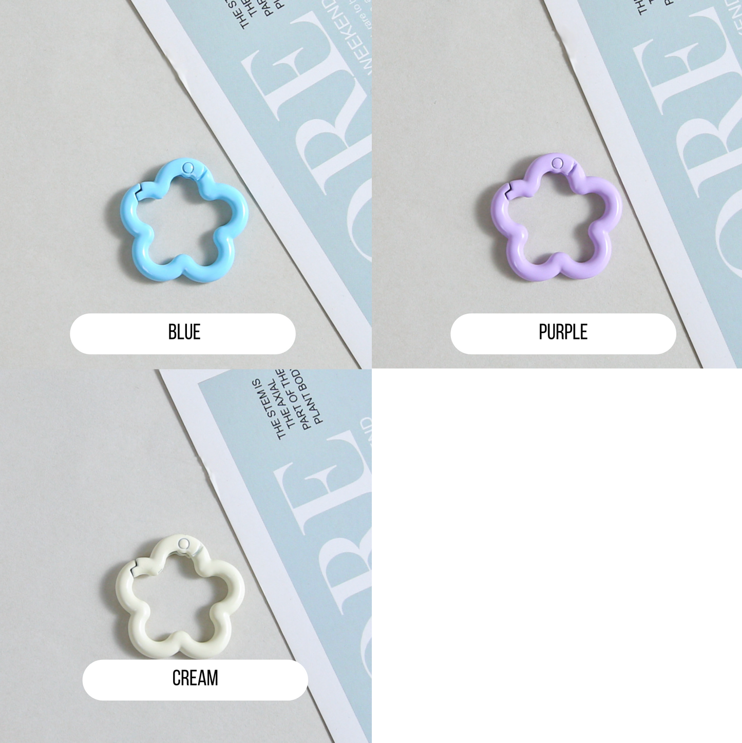 Pastel Metal Flower Shaped Key Rings (Color Choices)