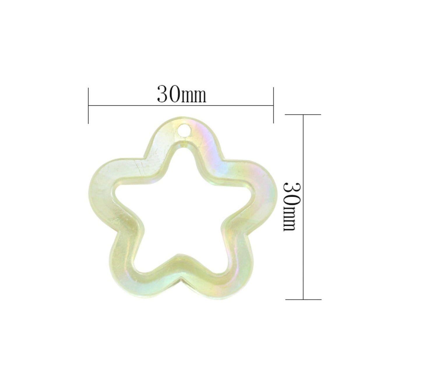 30MM Opaque Acrylic Star Cut Out Pendant Charm (Mixed Colors)