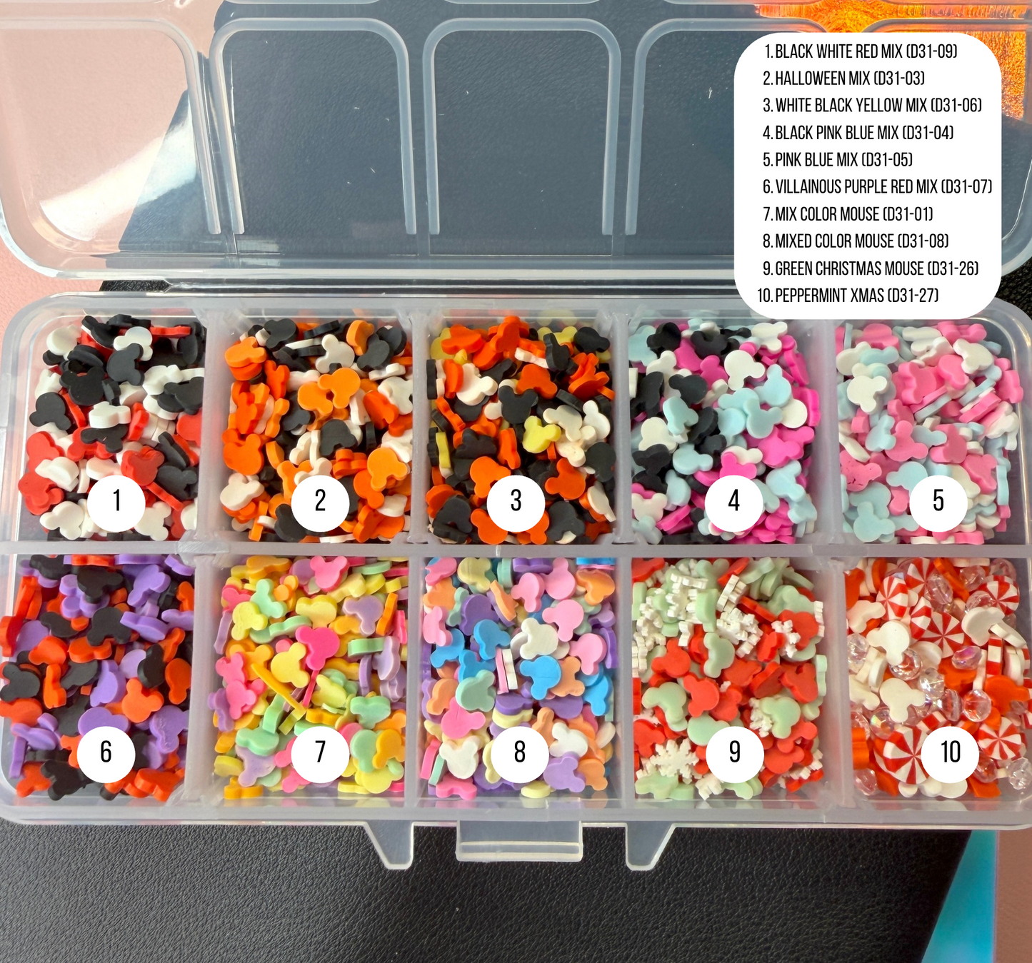 FAKE Mouse Party Mix Themed Polymer Clay Sprinkle Set/Box