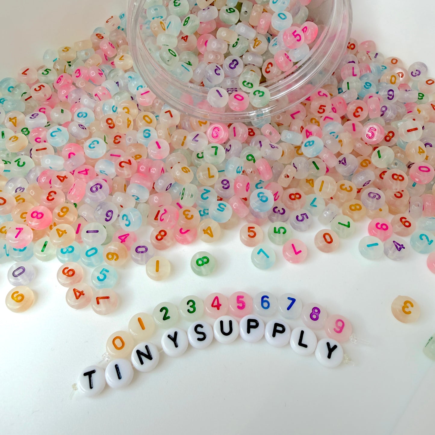 Glow-in-the-Dark Mixed Color 0-9 Individual Number Acrylic Beads (7MM)