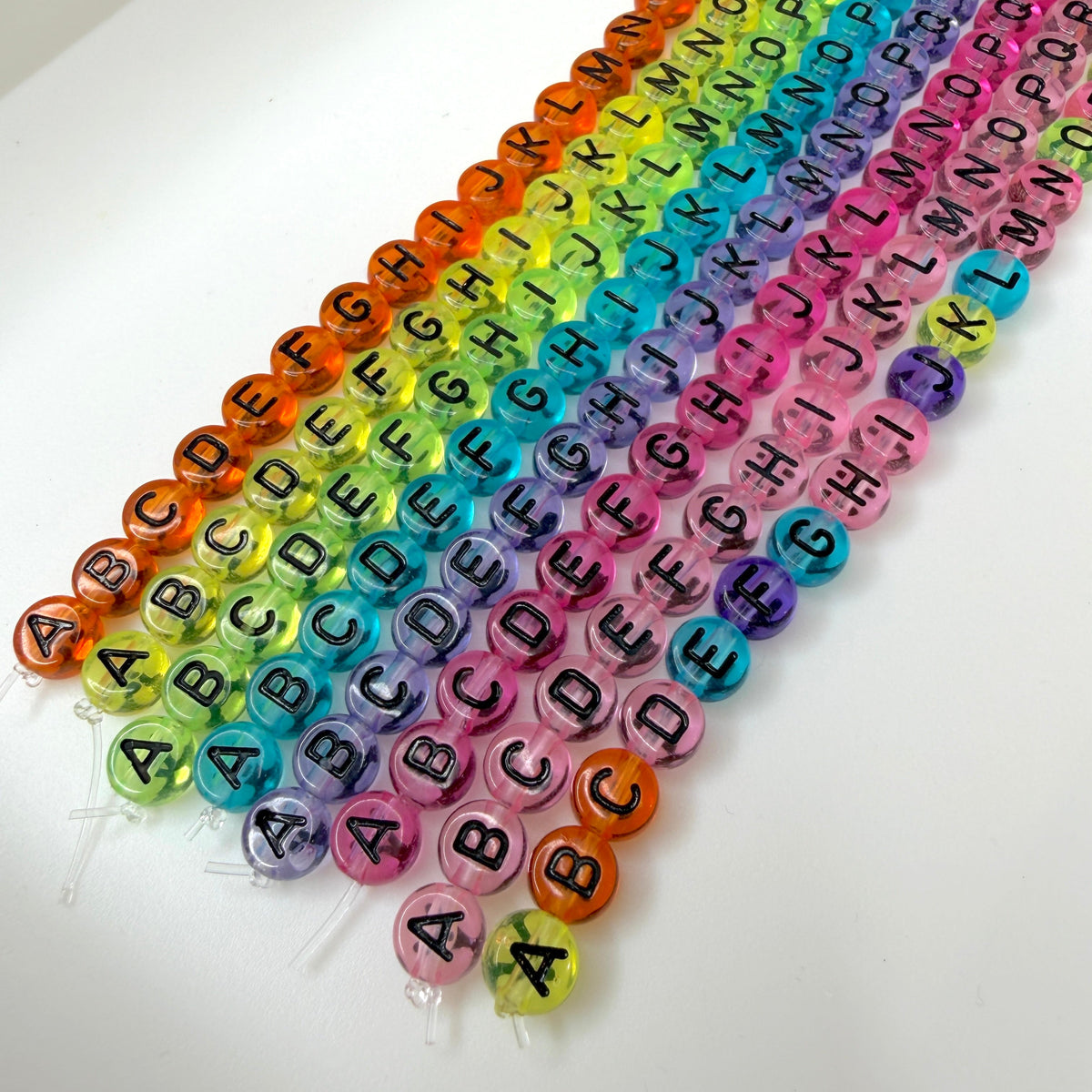 Translucent YELLOW, Black Letter A-Z Alphabet Individual Beads (7MM)