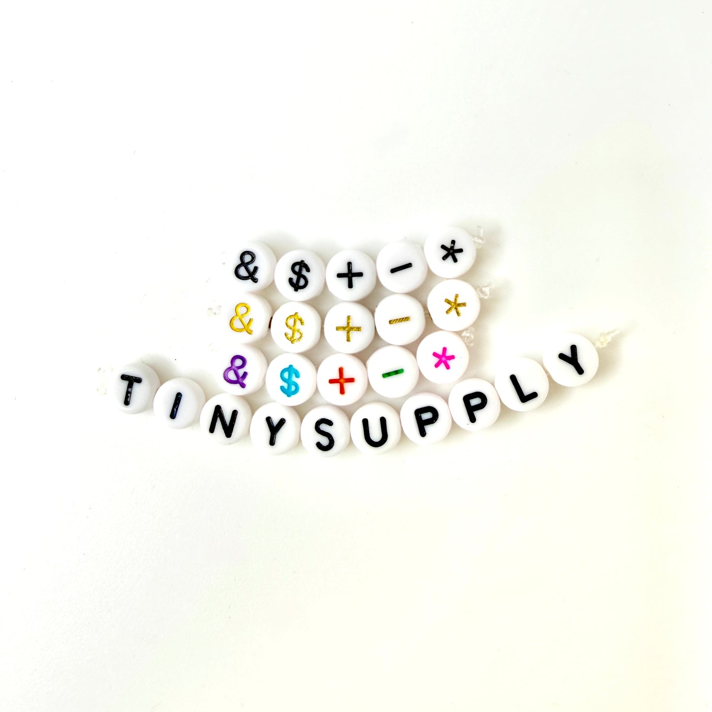 7MM Symbols #1, Dollar, Ampersand, Asterisk, Plus, Minus, Dollar Acrylic Beads