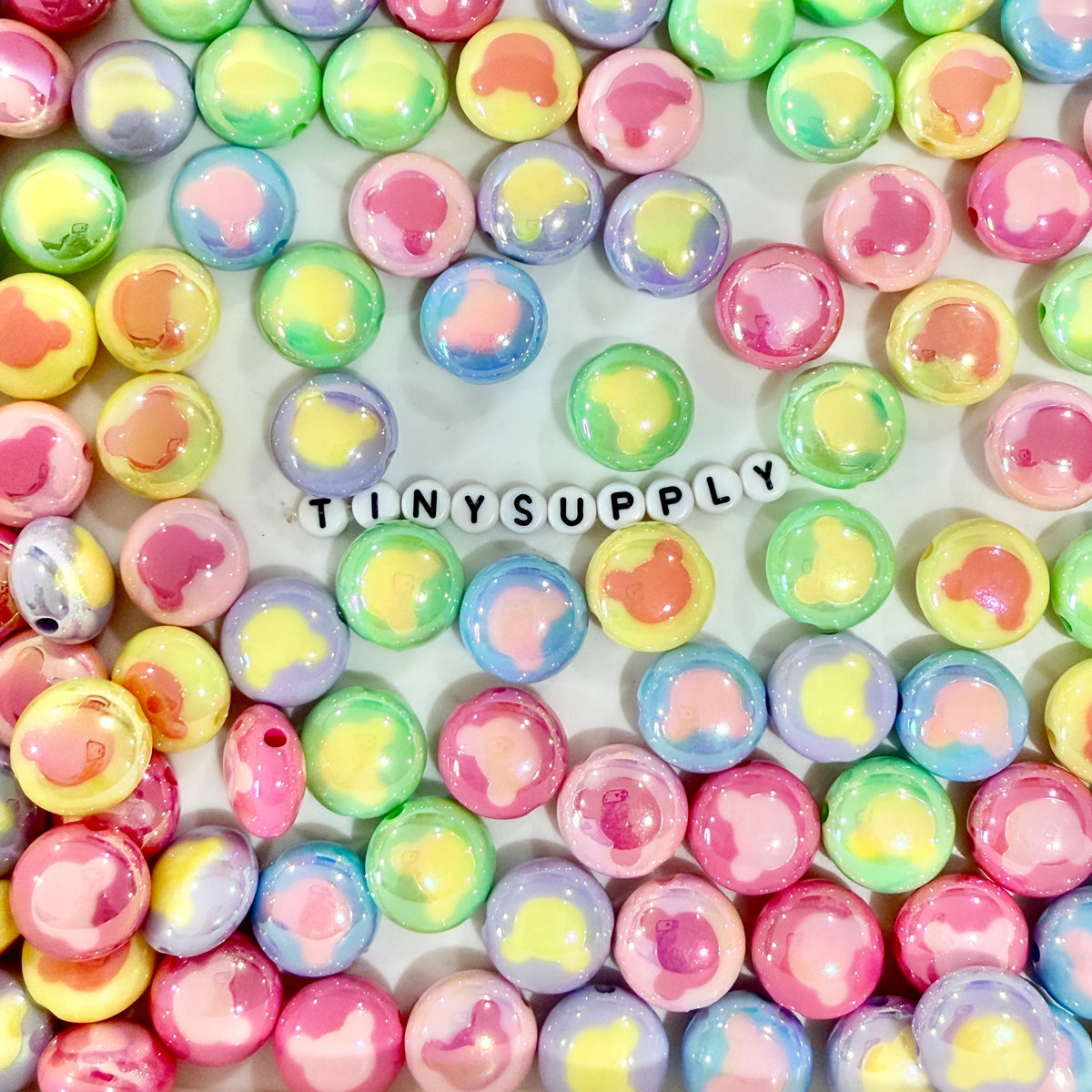 Chunky Two-Toned UV Plated Bear Head Round Bead (17.5x10mm)