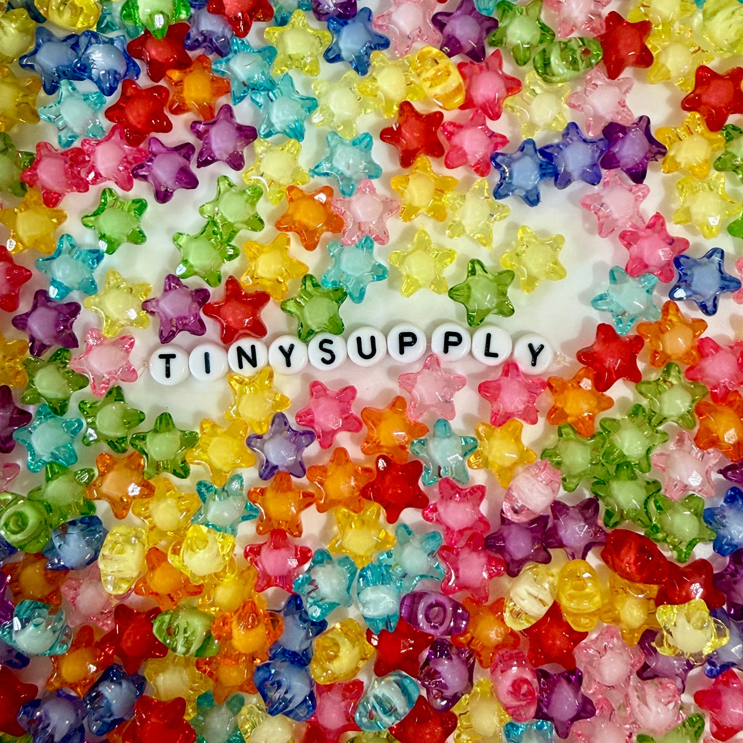 11.7MM Mix Colors Transparent Acrylic Rainbow Star Spacer Beads
