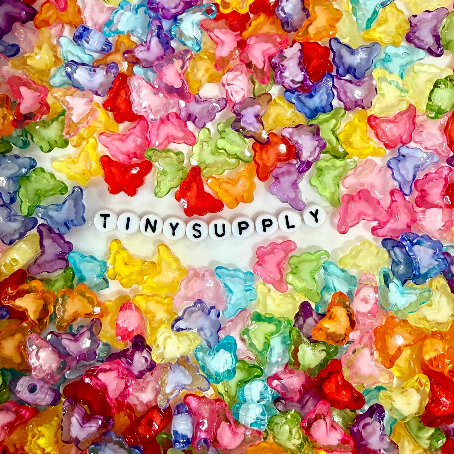 BULK 15MM Mixed Colors Transparent Acrylic Rainbow Butterfly Spacer Beads
