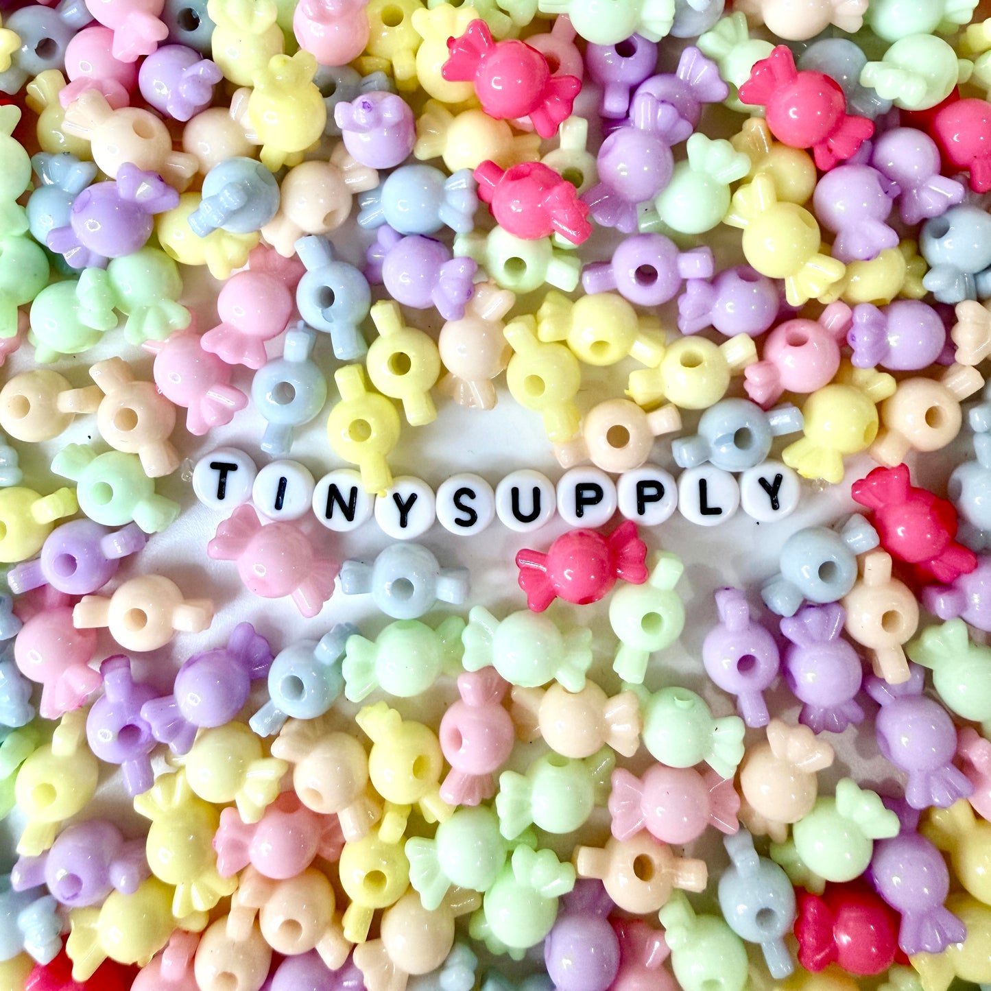 8MM x 14.5MM Mini Rainbow-Colored Wrapped Candy Beads