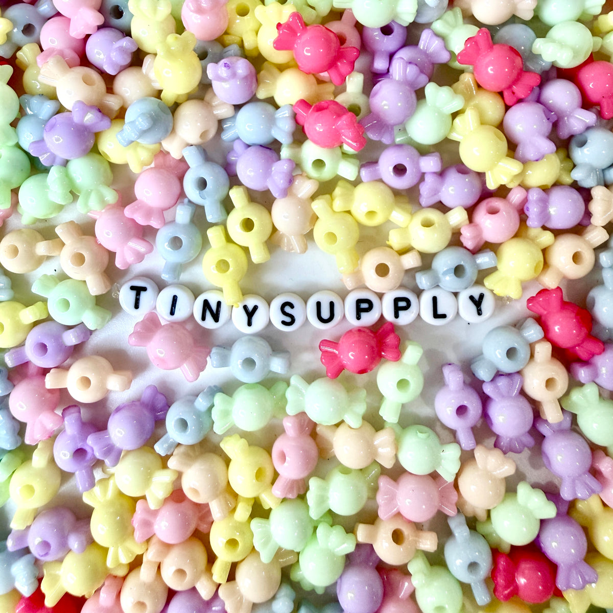8MM x 14.5MM Mini Rainbow-Colored Wrapped Candy Beads