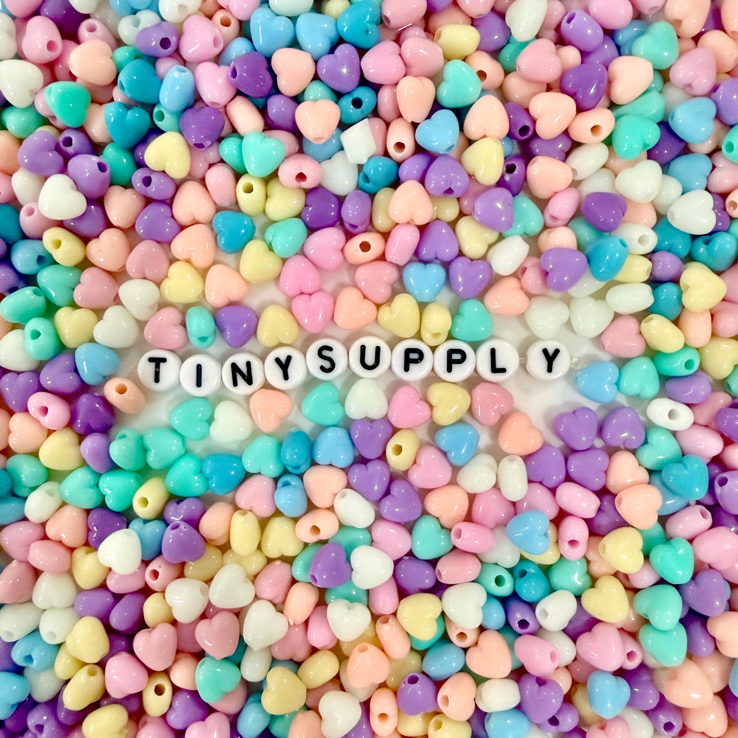 7MM Pastel Acrylic Rounded Heart Spacer Beads with Vertical Hole