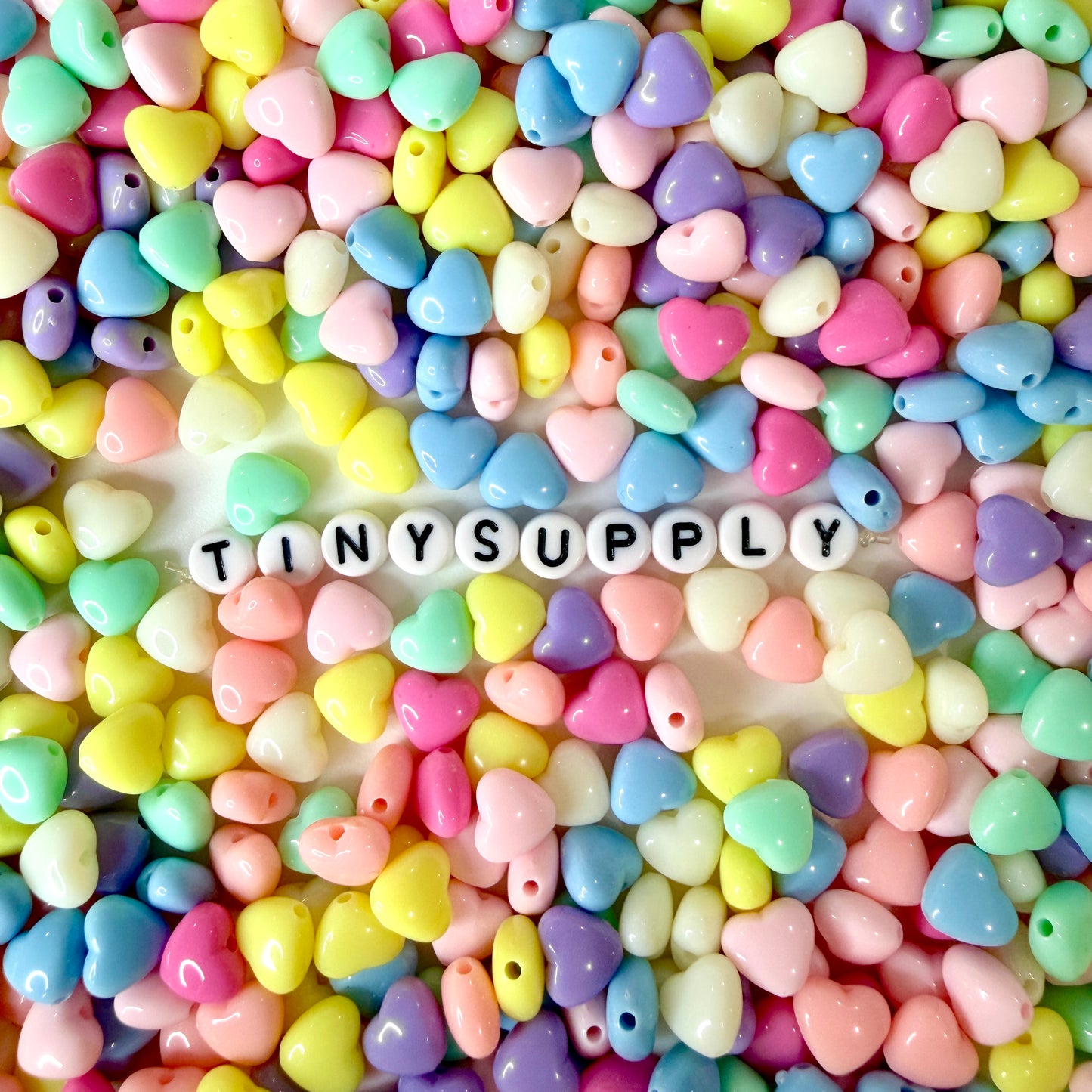 9MM Pastel Acrylic Rounded Heart Spacer Beads