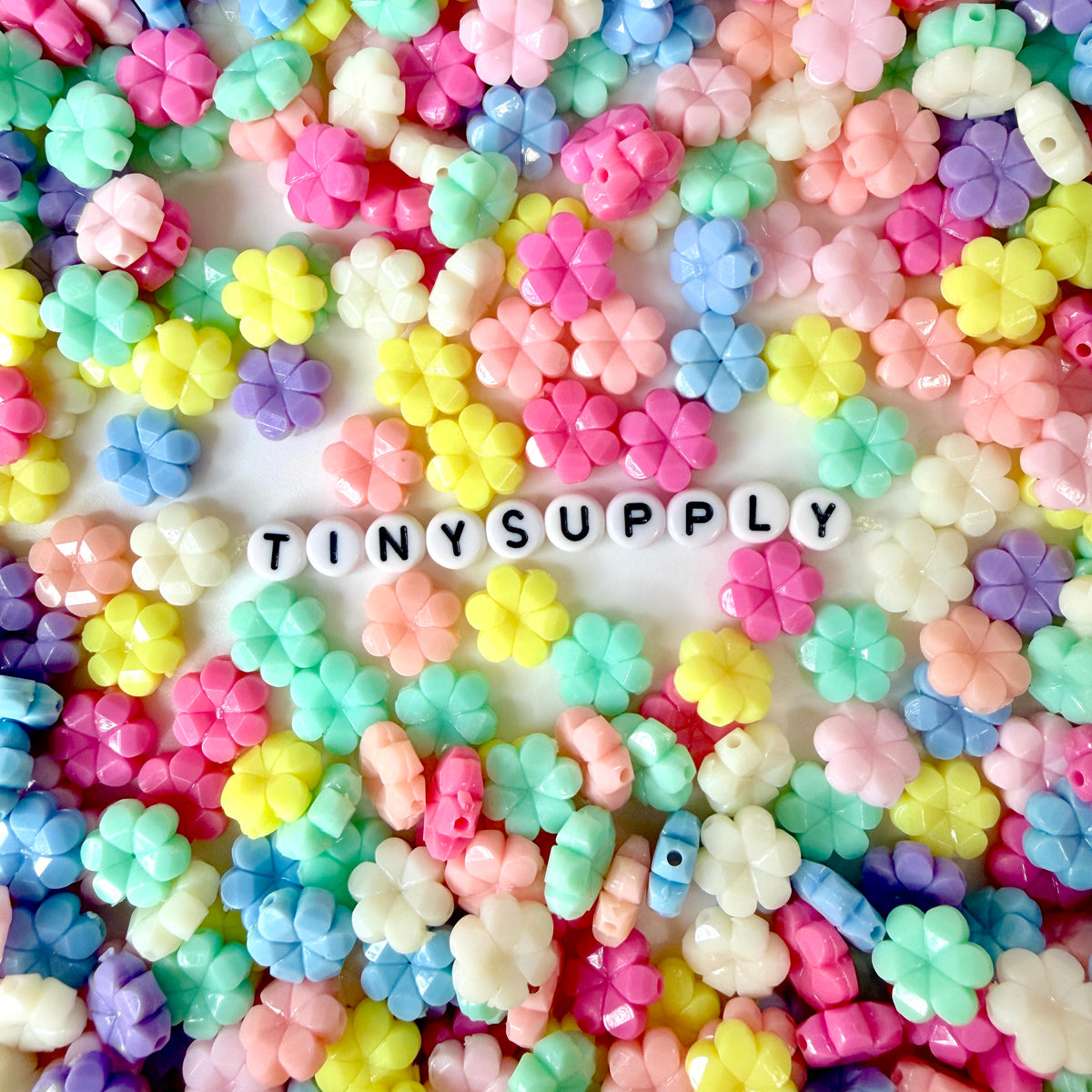 Pastel Acrylic 6 Petal Flat Flower Spacer Beads (11MM)