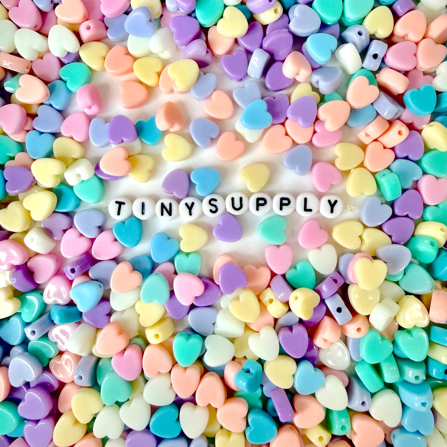 8MM Pastel Acrylic Heart Spacer Beads (Vertical Hole)