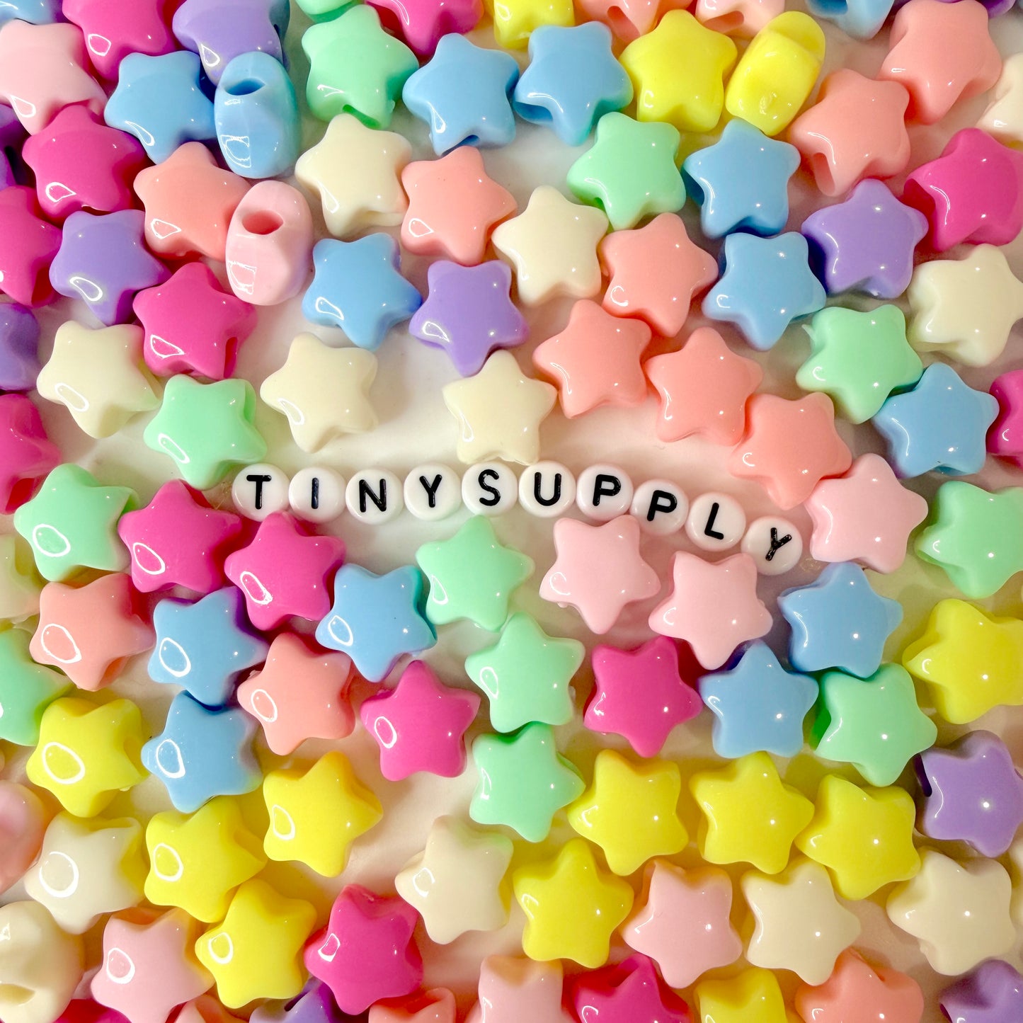 Chunky 14MM Pastel Puffy Star Acrylic Spacer Beads