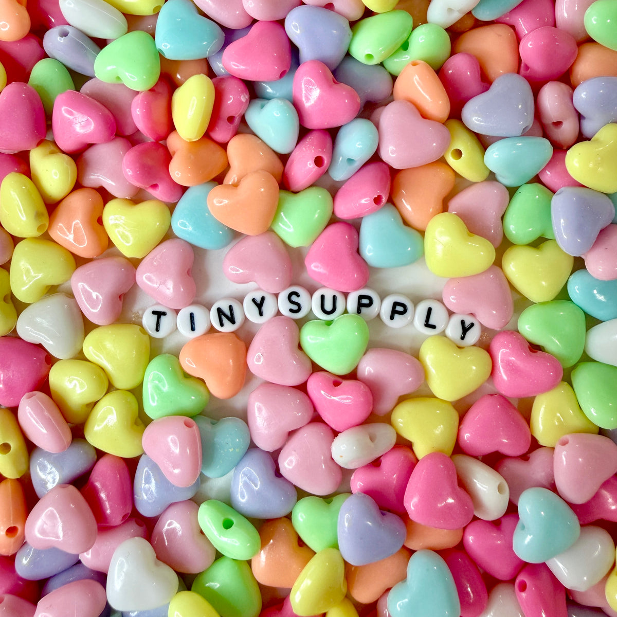 13MM Rounded Pastel Acrylic Heart Spacer Beads with Vertical Hole