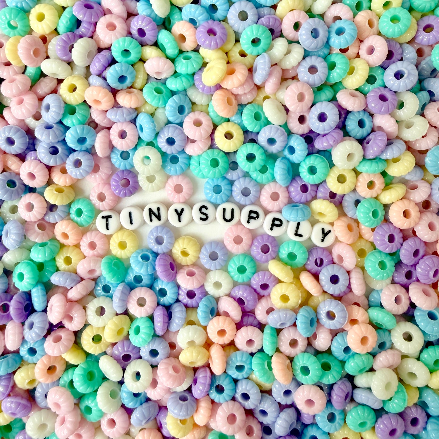 9MM Pastel Acrylic Ribbed Round Disc Spacer Beads