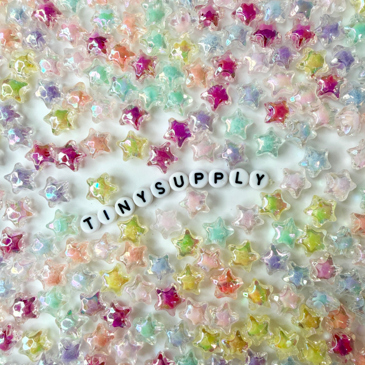 11MM Acrylic Star Beads: Iridescent Rainbow Mix