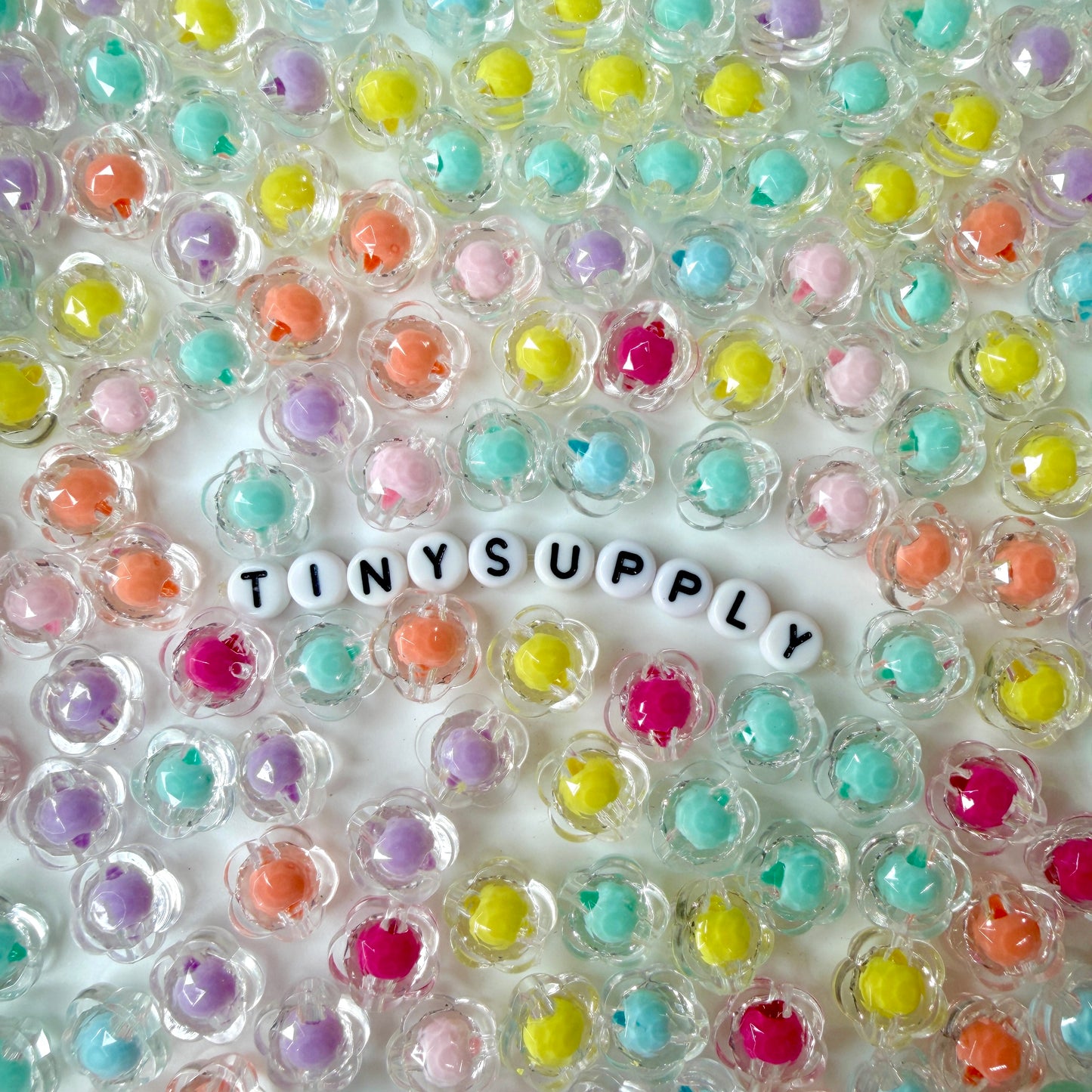 Chunky 13MM AB Flower Shaped Acrylic Spacer Beads