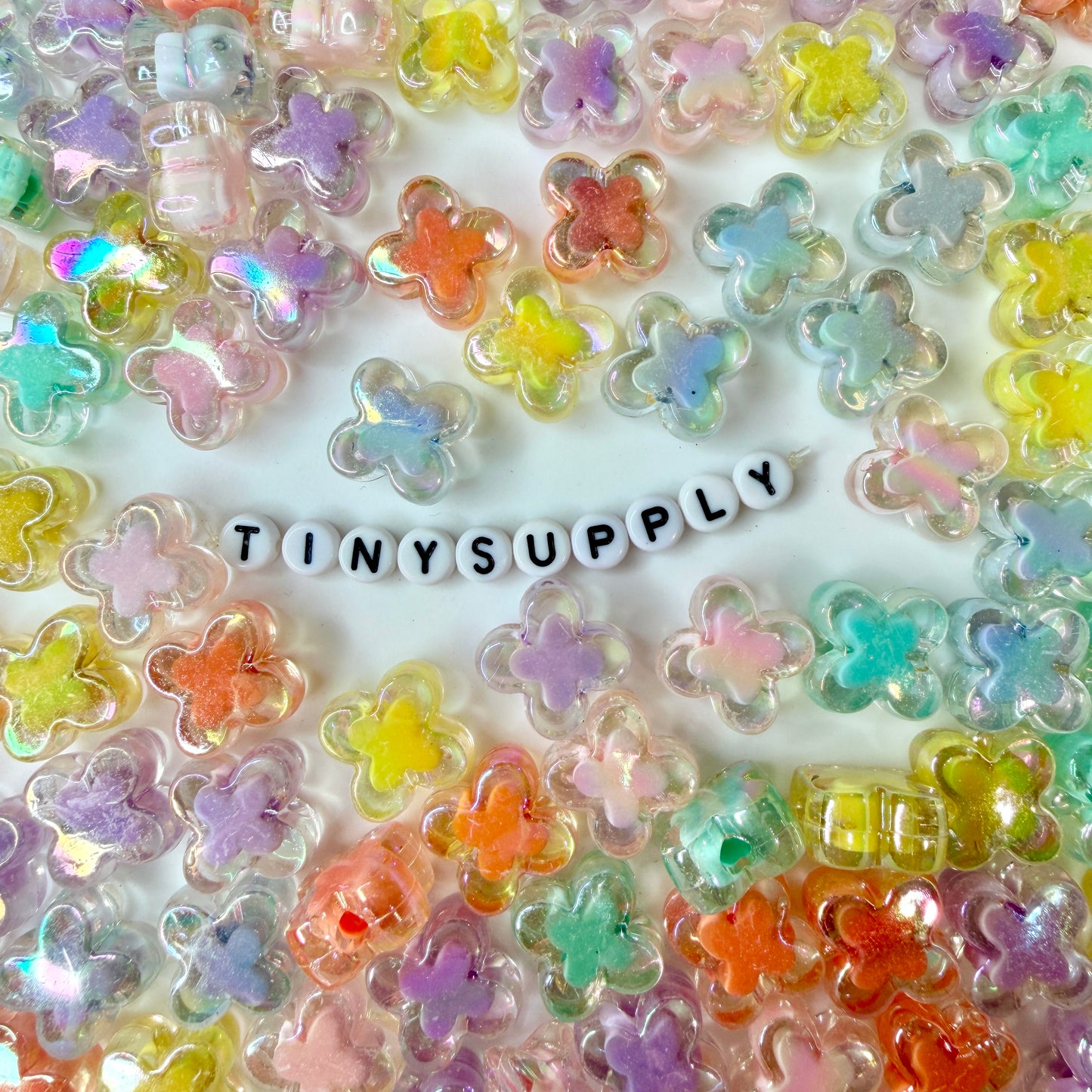 Chunky 15MM AB Clover Shaped Acrylic Spacer Beads