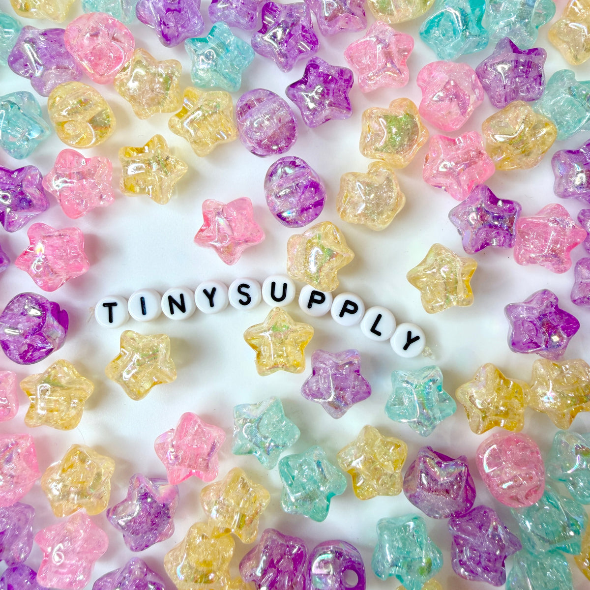 Chunky 13MM Glittery Puffy Star Shaped Acrylic Spacer Beads