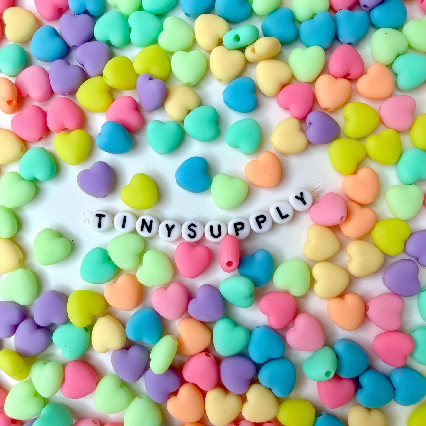 11MM Matte Rainbow Heart Shaped Acrylic Beads (1.8MM Hole)
