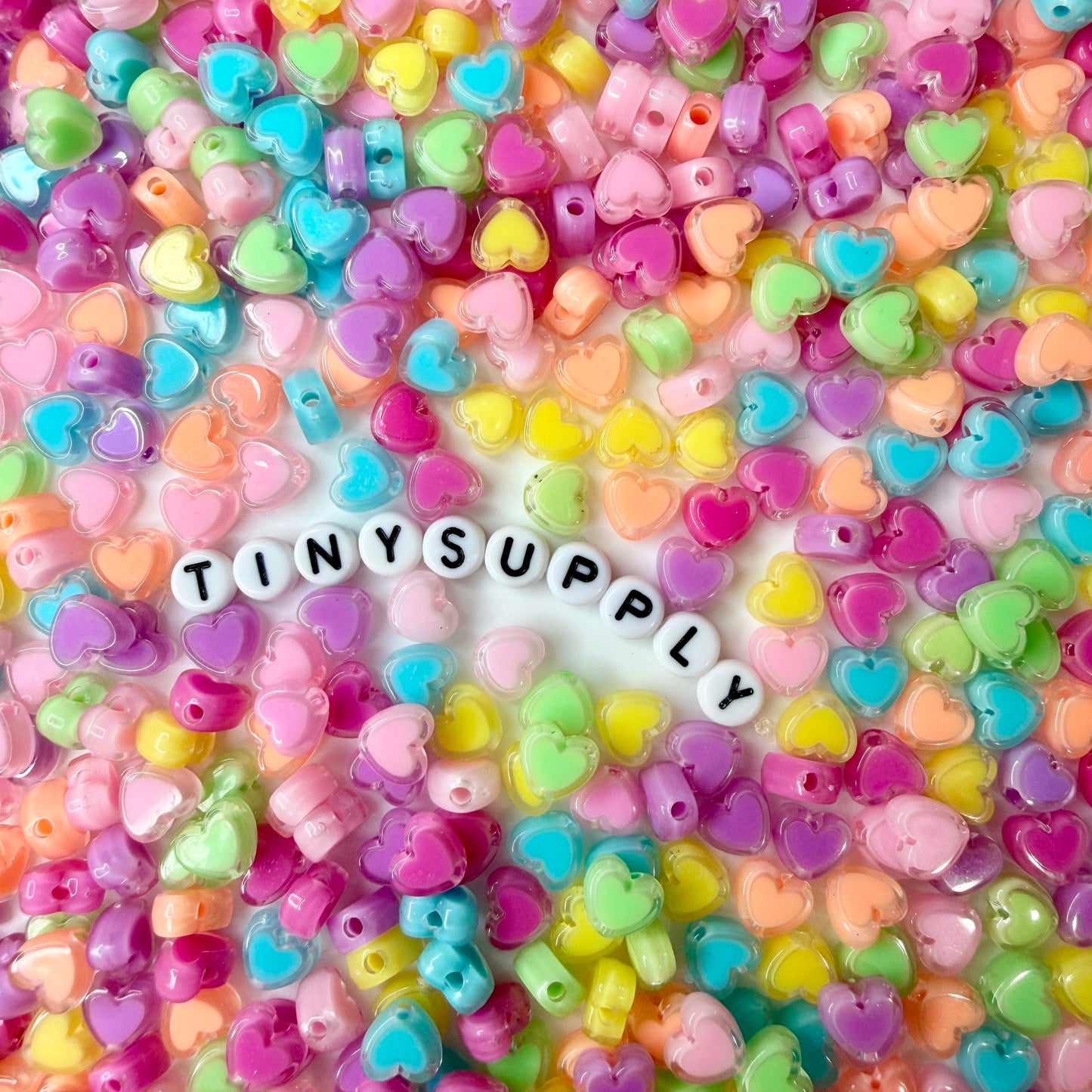 9MM Bright Colored Heart Acrylic Spacer Beads with Vertical Hole
