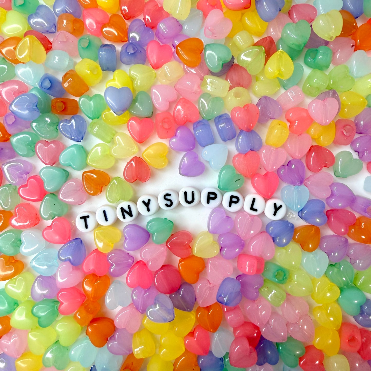 8MM Muted Jelly Pastel Heart Acrylic Spacer Beads with Vertical Hole