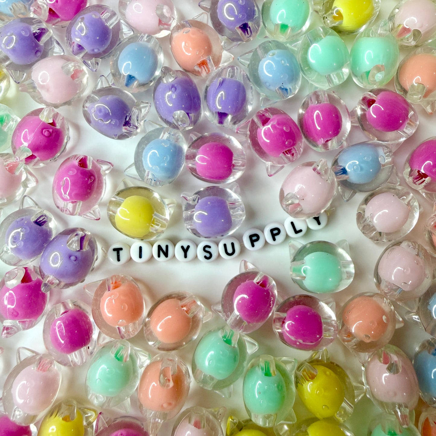 Chunky 18MM Mixed Color Cat Head Shaped Acrylic Spacer Beads