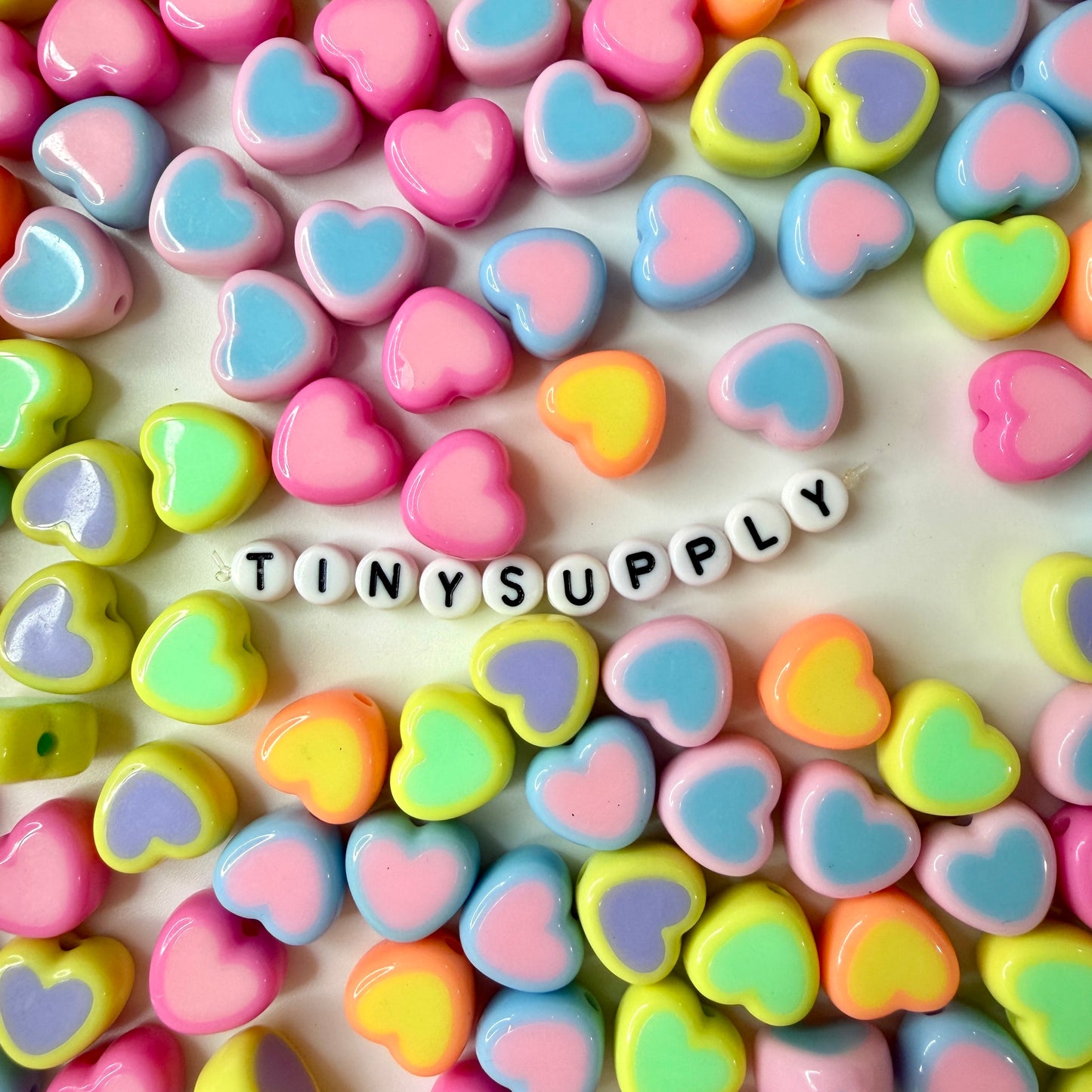 Chunky 12.5MM Mixed Color Acrylic Heart Spacer Beads with Vertical Hole