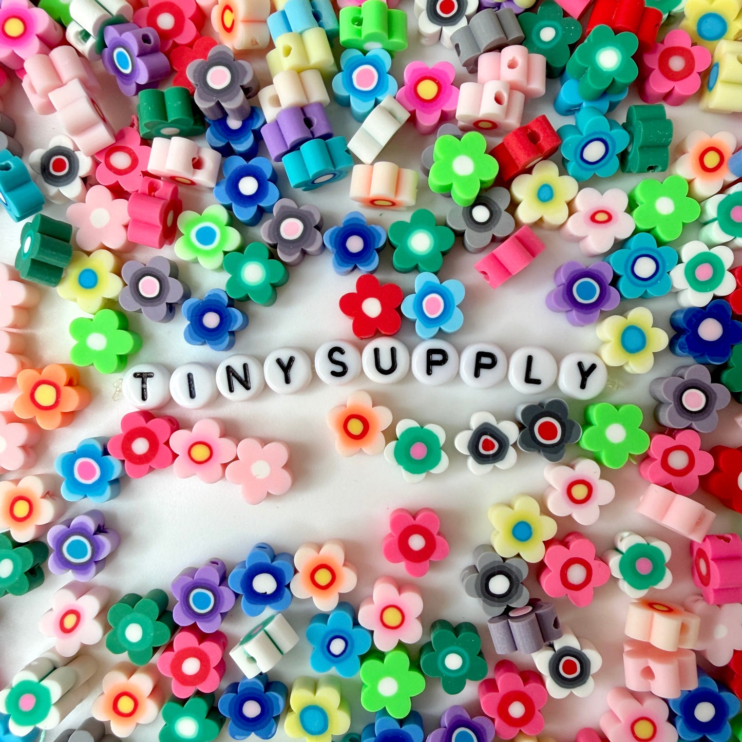 9MM Bright Flowers, Floral Themed Polymer Clay Beads