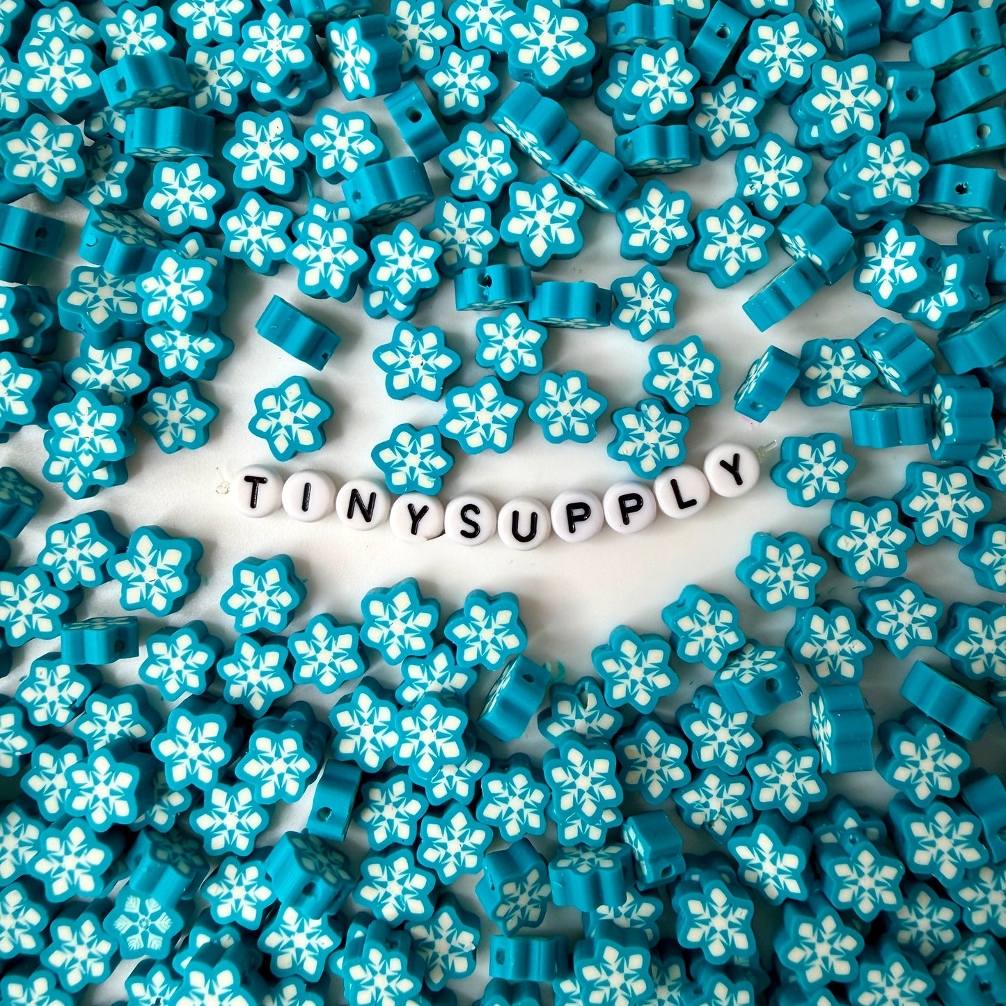 10MM Unique Snowflake, Winter Themed Polymer Clay Beads