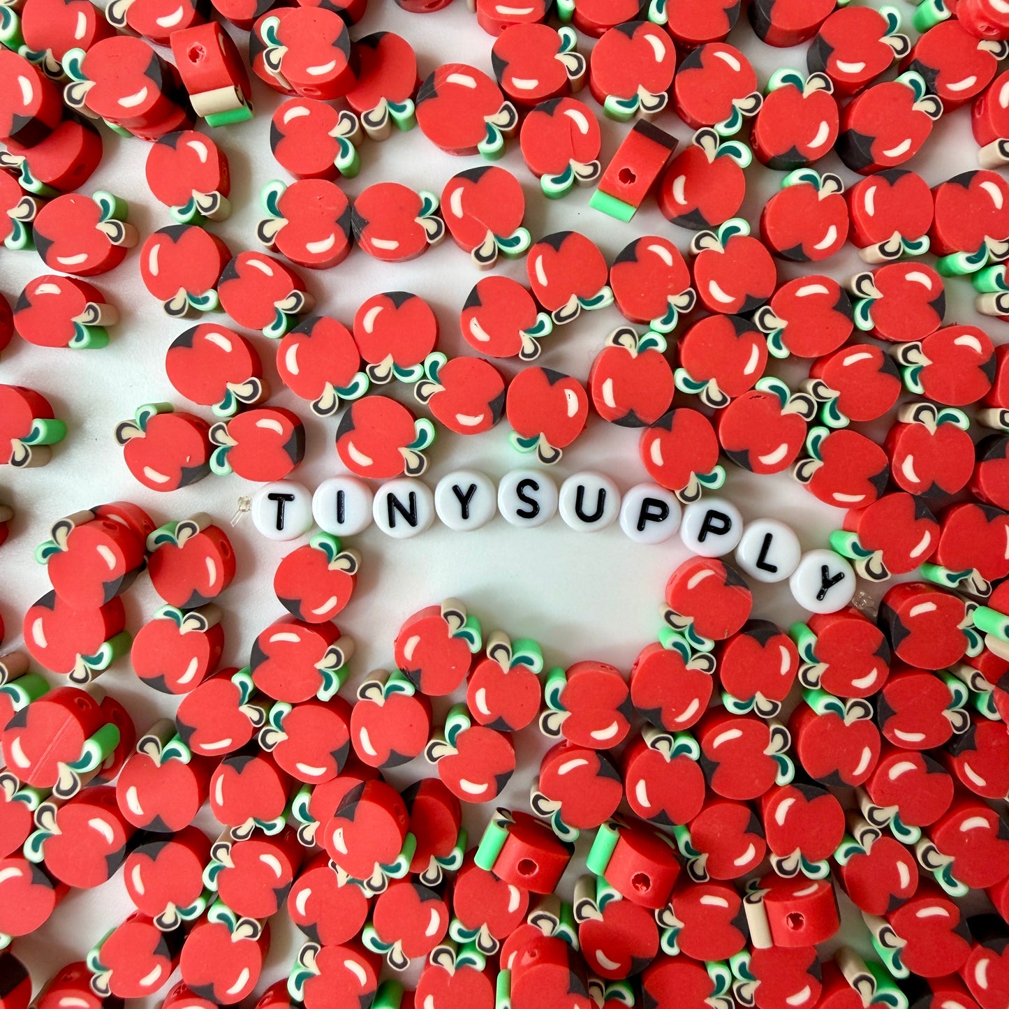 10MM Whole Red Apple Fruit Themed Polymer Clay Beads