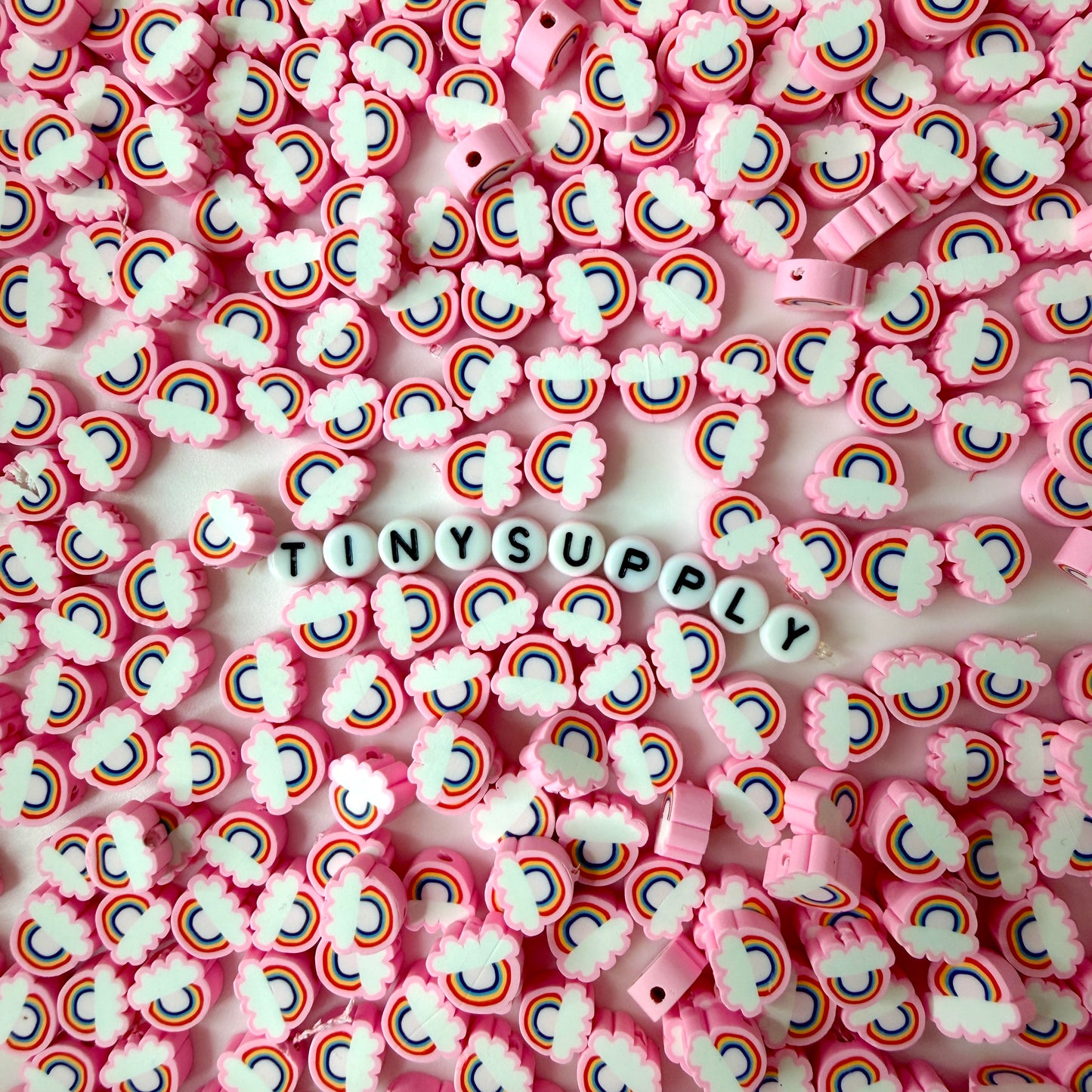 10MM Blue/Pink Rainbow Themed Polymer Clay Beads