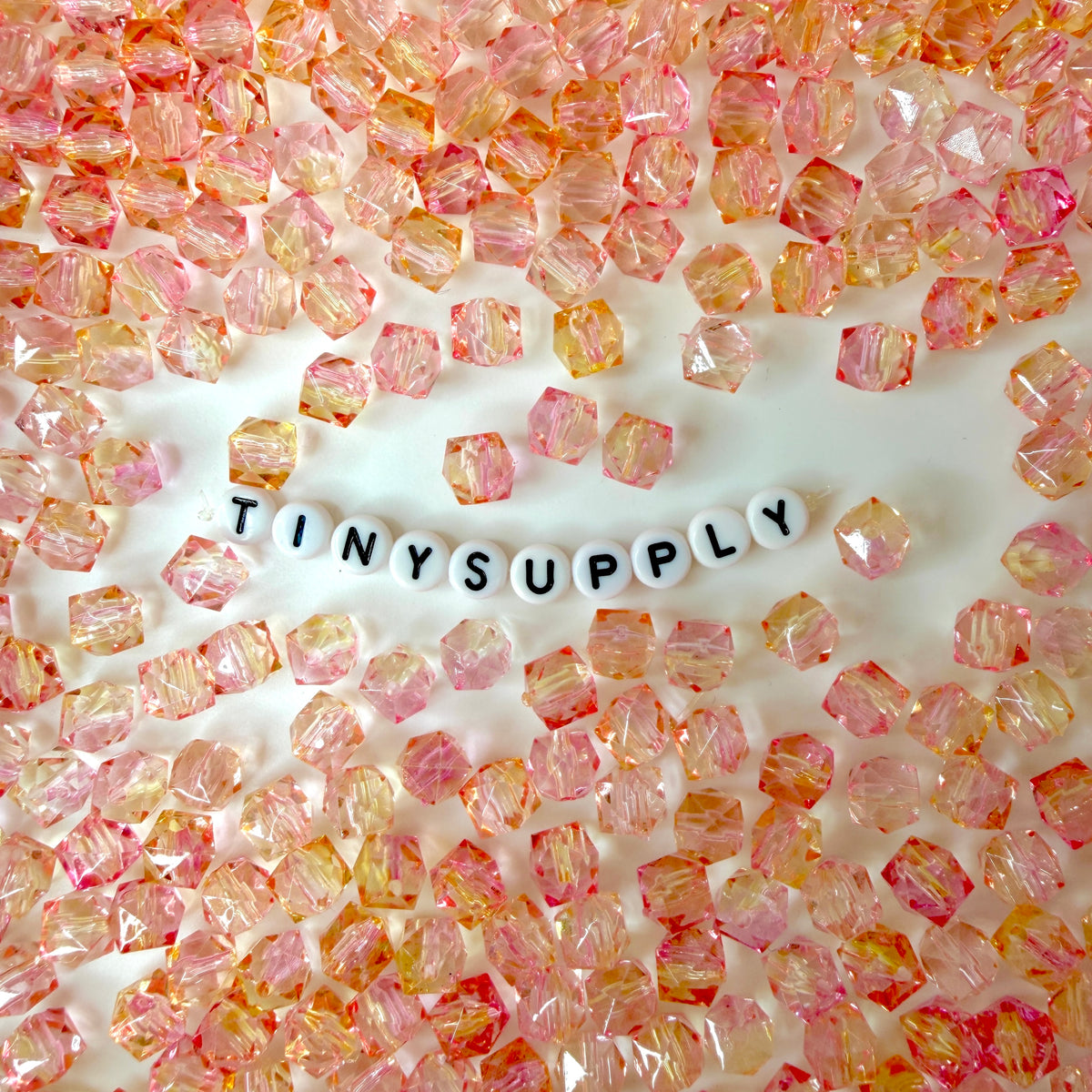 8MM Yellow Pink Multi-Sided Two Tone Color Beads
