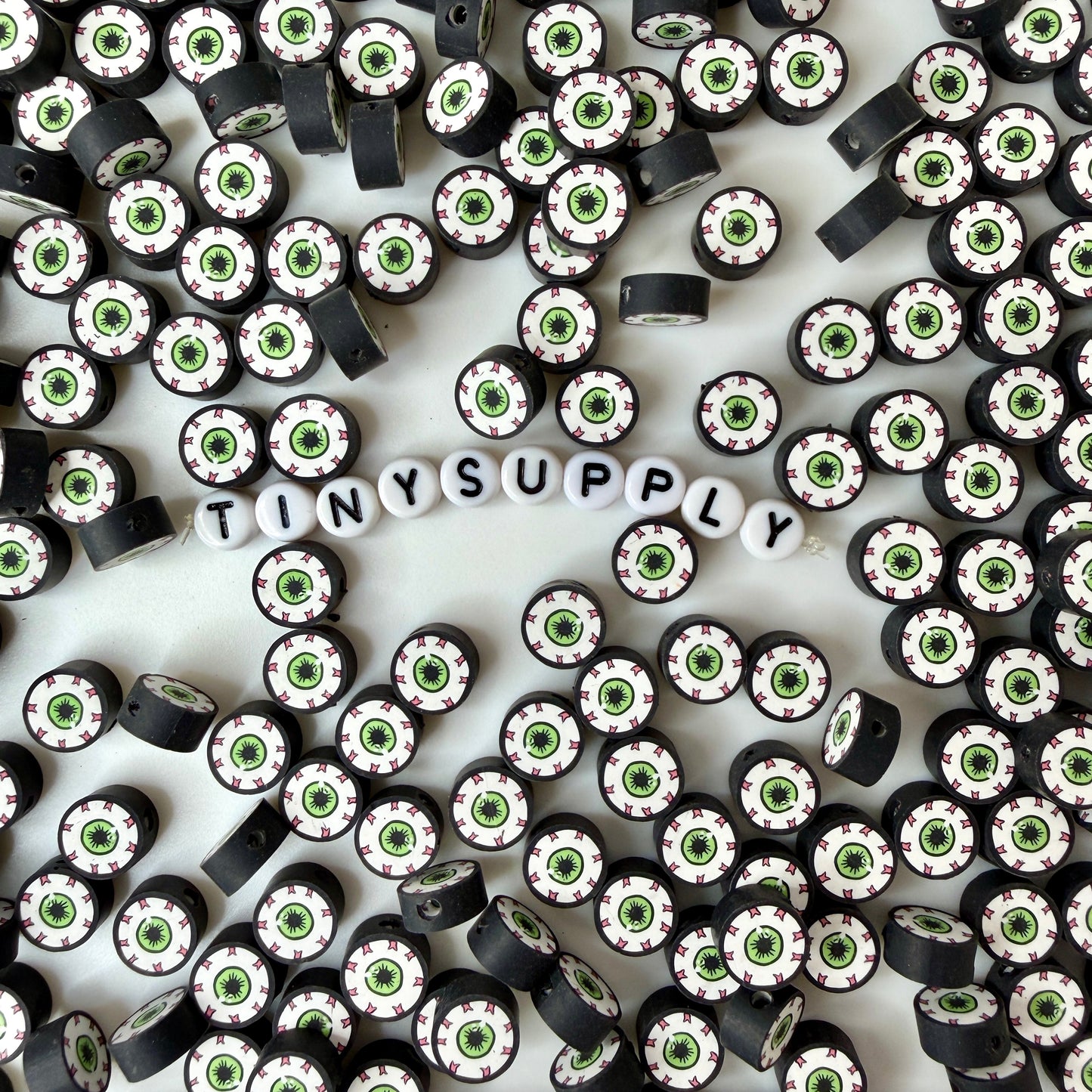 10MM Creepy Eyeball, Halloween Themed Polymer Clay Beads