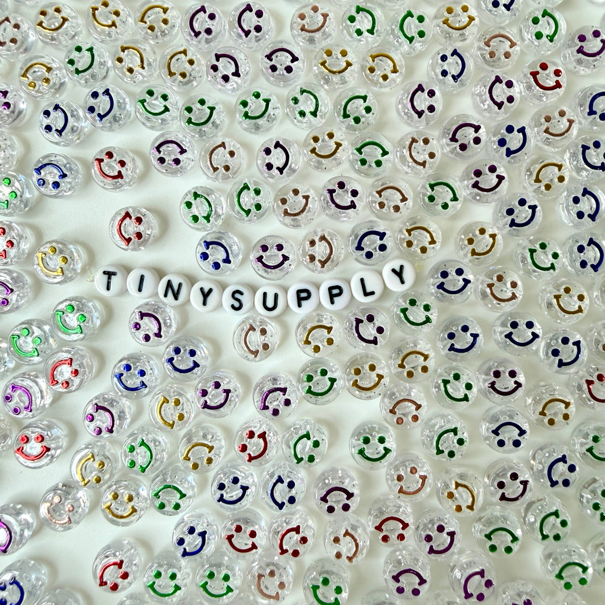 10MM x 6MM Solid/Transparent Colorful Mixed Color Happy Face Beads