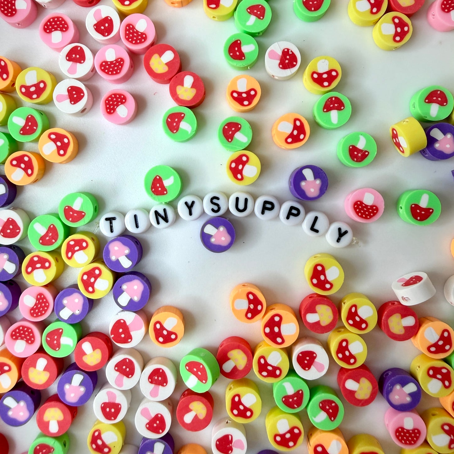 9MM Colorful Mushroom, Vegetable Themed Polymer Clay Beads