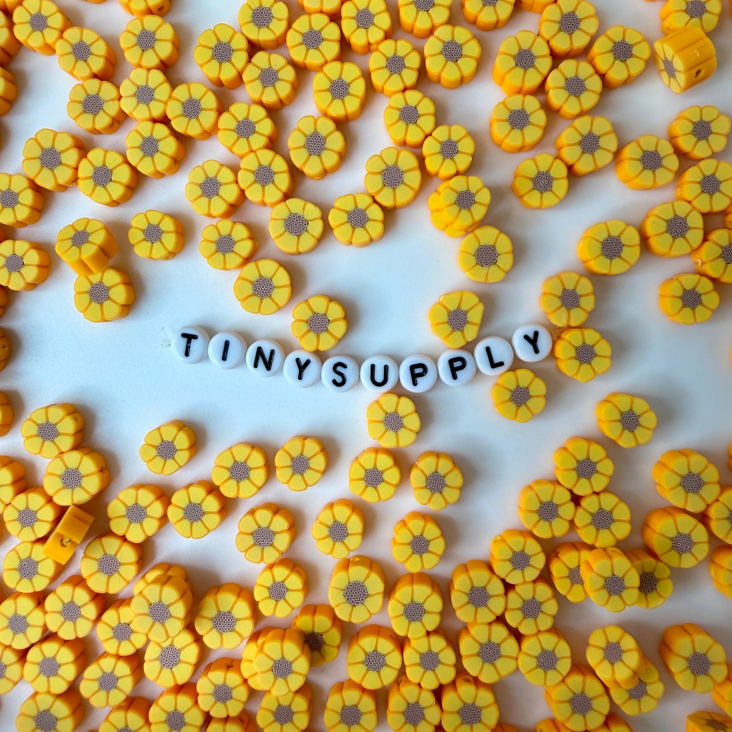 10MM Yellow Sunflower, Flower Themed Polymer Clay Bead