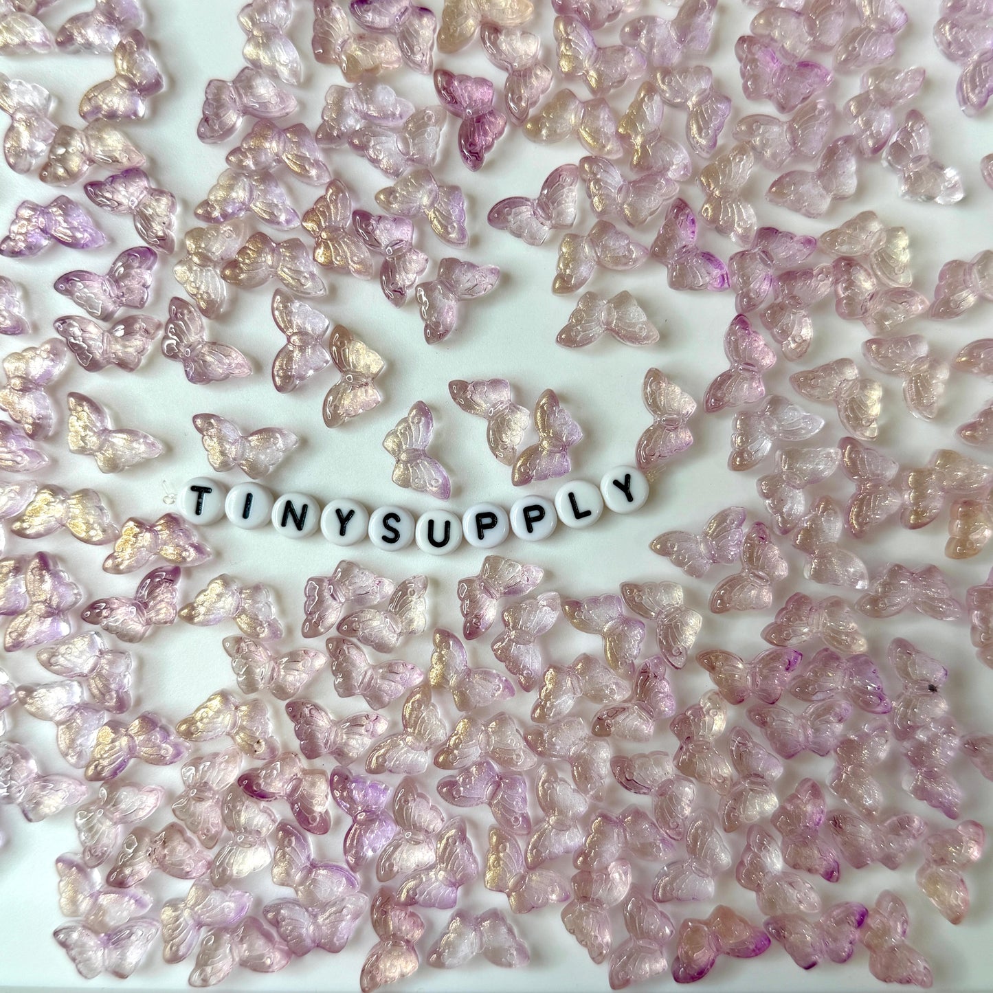 15MM Purple Gold Dusted Speckled Butterfly Glass Beads