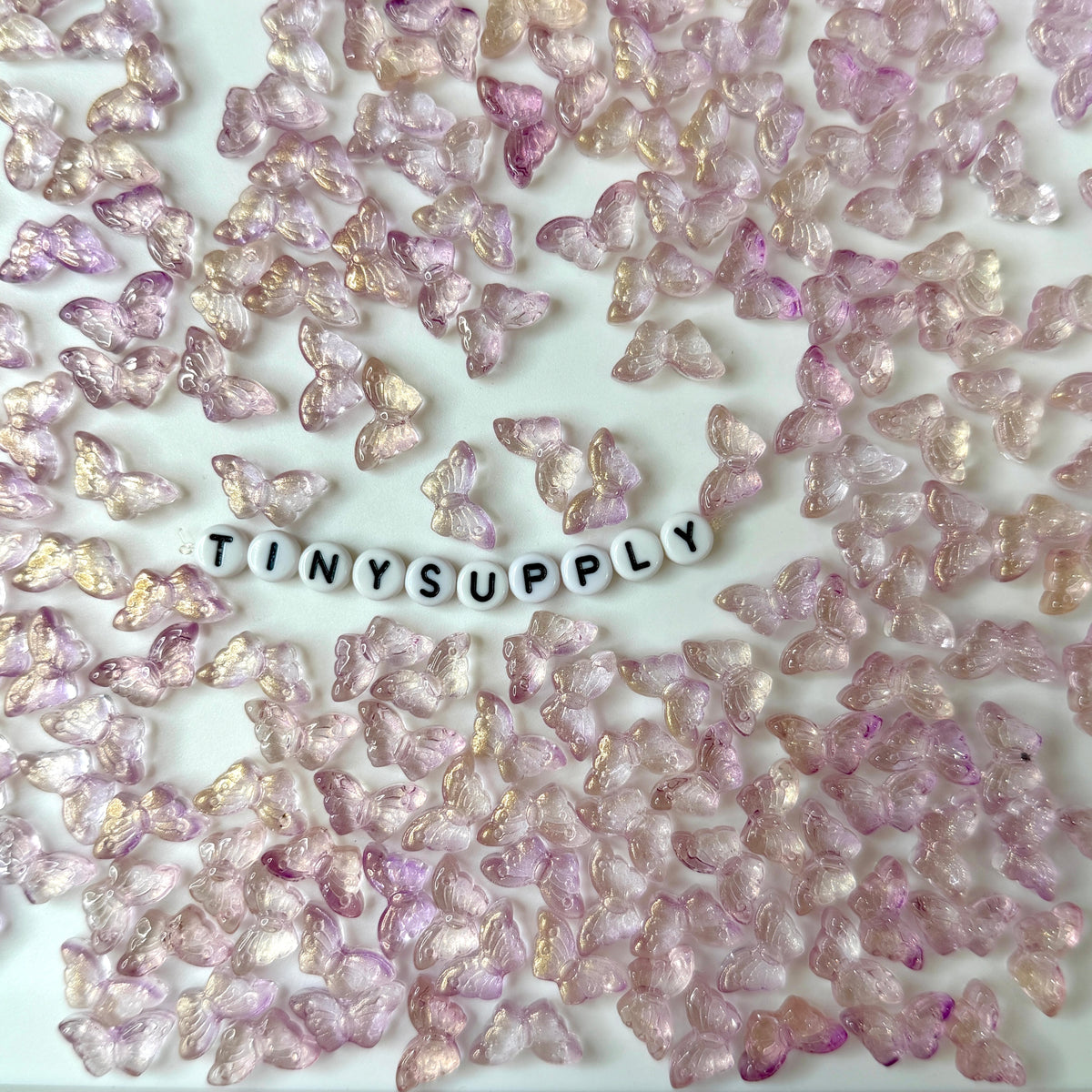 15MM Purple Gold Dusted Speckled Butterfly Glass Beads
